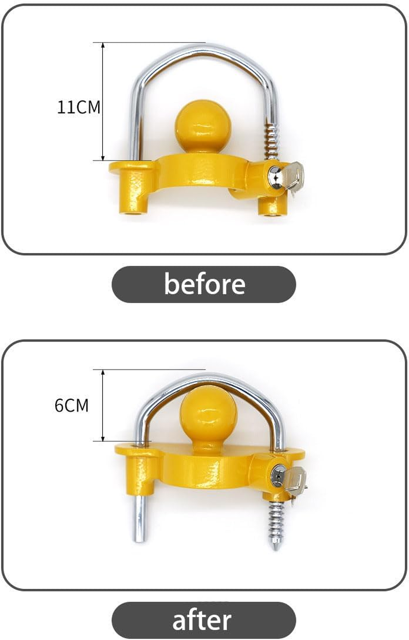 Trailer Hitch Security Lock,U-Shaped Universal Ball Hitch Lock,Hitch Security Adjustable Lock for Enhanced Caravan Security,Fits 1-7/8",2&rdquo;, 2-5/16" Coupler,Share the Same 2 Keys