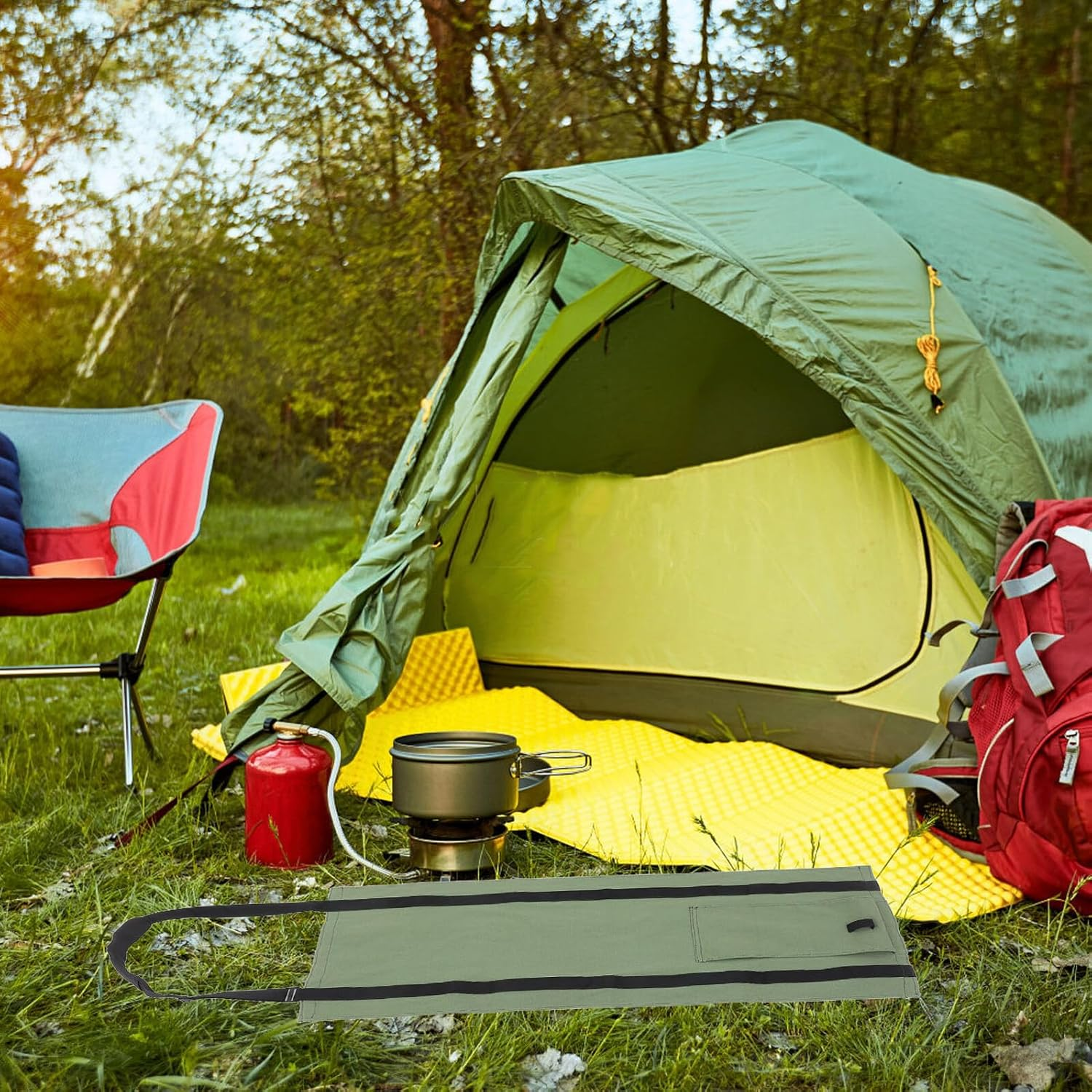 Jojofuny Heavy Duty Firewood Tote Carrier Canvas Log Bag Handles Outdoor Firewood Storage Bag Military Green for Camping and Fireplace image number 6