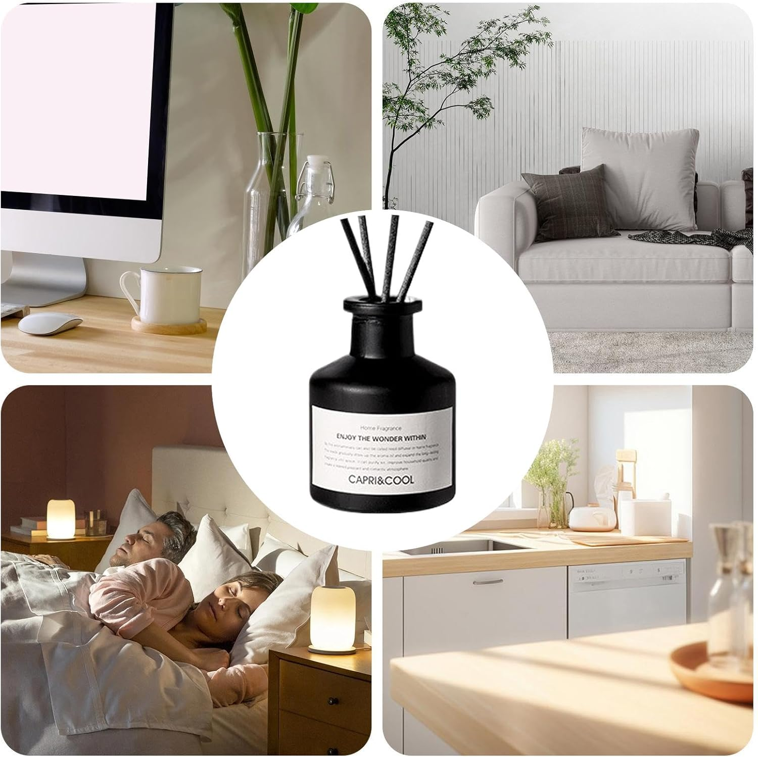Bathroom Scent Diffuser - 50Ml Aromatherapy Diffuser Set | Long-Lasting Home Fragrance Diffuser, Natural Oil Fragrance Diffuser with 4 Sticks for Christmas Room Decor image number 1