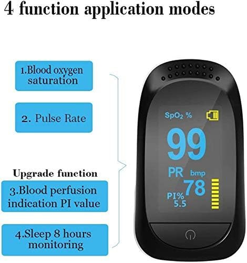 Finger Pulse Oximeter for Home Use Yunsye Portable Fingertip Blood Oxygen Saturation Monitor - Heart Rate Spo2 Level Meter - Oled Screen Sats Probe with Lanyard (White)