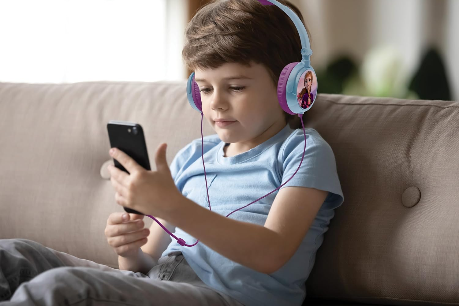 Lexibook Disney Frozen Elsa Stereo Headphones, Kid-Friendly Power, Foldable and Adjustable, Blue/Black, HP010FZ