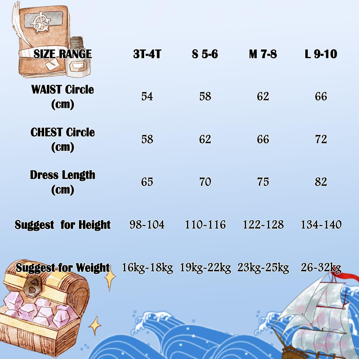 Sincere Party Girls Pirate Costume Pirate Bucaneer Princess Deluxe Dress&Pirate Hat for Kids 3-10Years image number 1