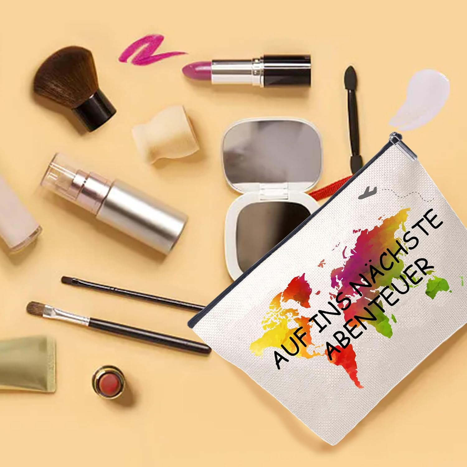 Gift for Best Friend, Cosmetic Bag, Small, Natural, Make-Up Bag for Big Sister, Cosmetic Bag Small, Go to the Next Adventure, 24X18Cm image number 2