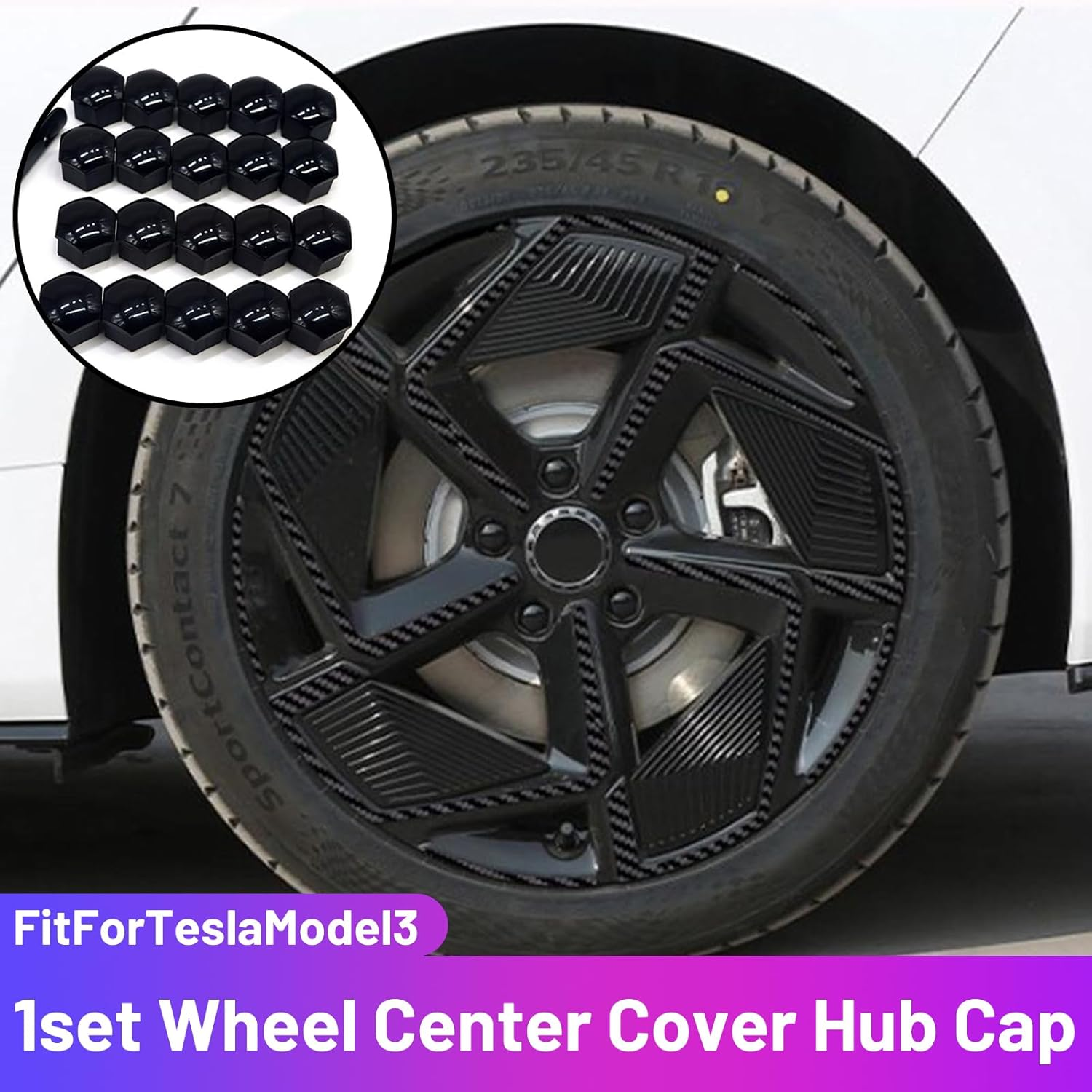 20 Pcs 17Mm Wheel Nut Covers with Removal Tool - Bolt Caps Hub Screw Cover Including 16 Standard Ones 4 Locking Ones,And Removal Tool, Universal Fit for Most Car Models(Black) - Black image number 2