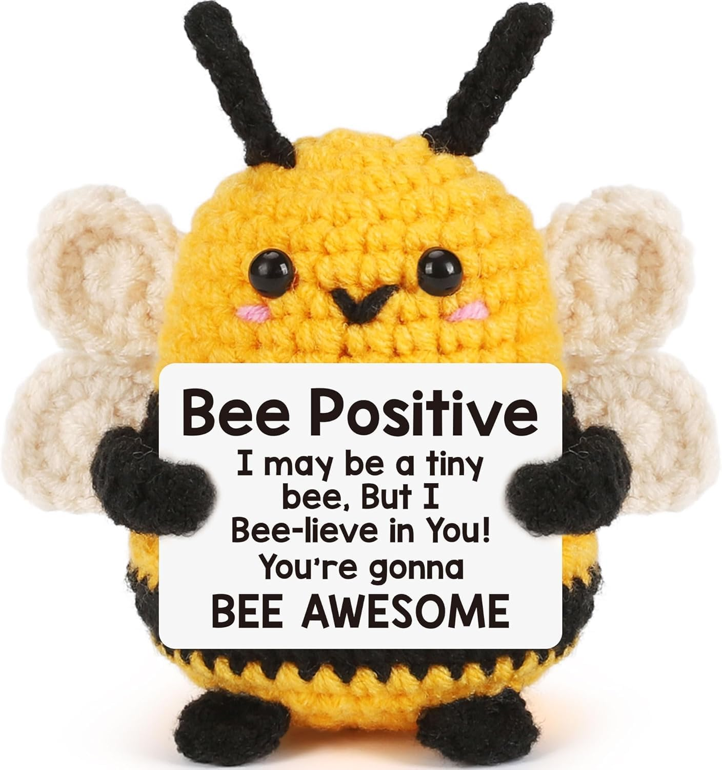 Cute Mini Positive Crochet Bee for Wife Aunt Grandma, Appreciation Gifts for Teachers Nurse Mentor Coworker, Birthday Presents Sister Friend image number 6