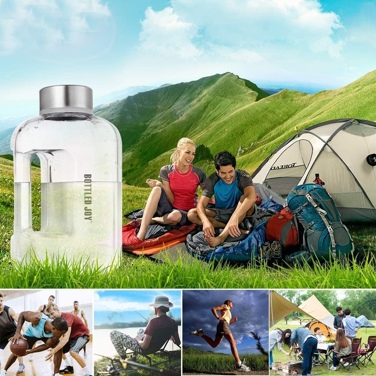 VENNERLI Water Bottles 2.2L Sports Water Bottle with Time Markings - BPA Free Xl Jug Leak Free Large with Handle Durable Reusable for Gym, Training, Hiking, Travel, Office, School (Clear) image number 2