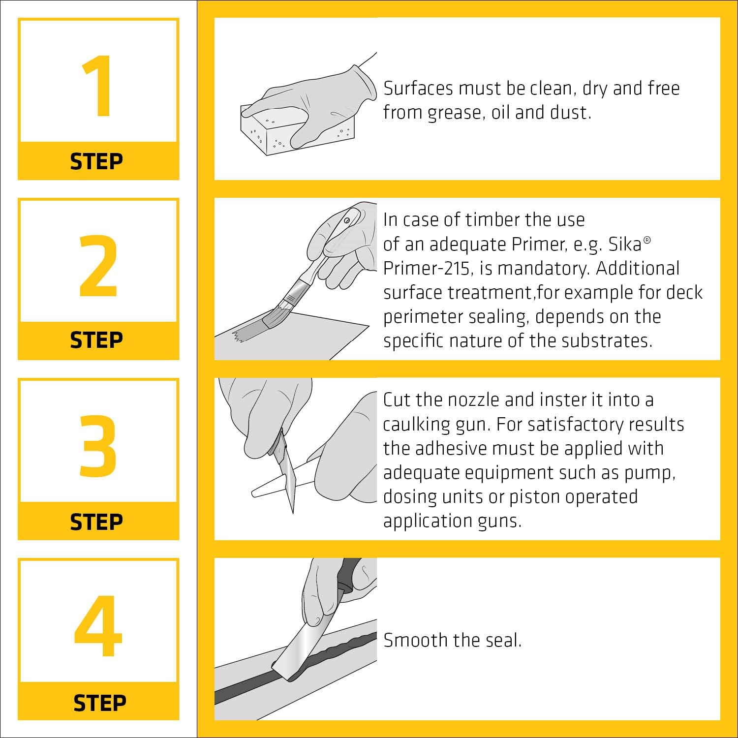 SIKA - Professional Deck Caulking Compound - Sikaflex-290 DC PRO - Black - for Yacht and Commercial Ship Construction - 300Ml image number 5