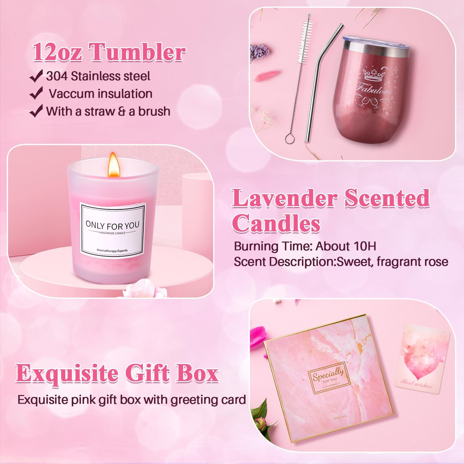 WOTOW Birthday Gifts for Women - 13PCS Bath Salts Gift Set with Aromatherapy Candle Bath Balls Bath Set image number 6