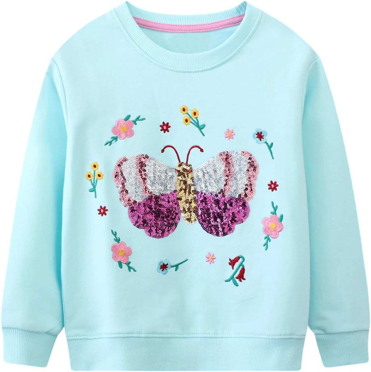 YAGATA Toddler Sweatshirt Girls Long Sleeve Shirts Casual Kids Cotton Graphic Fall Winter Pullover Tee Tops Blouse