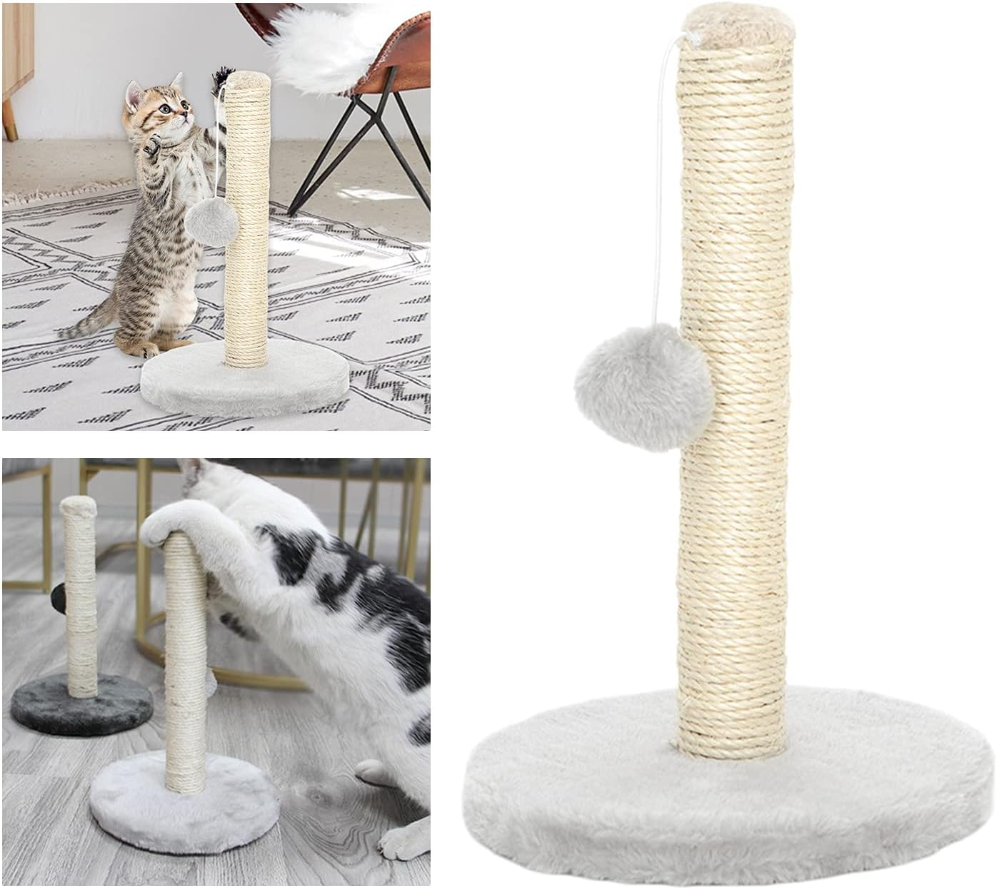 P Prettyia 30Cm Stable Cat Post for Scratching, Cat Scratcher, round Base Kitten Pets Scratch Poles, Beige