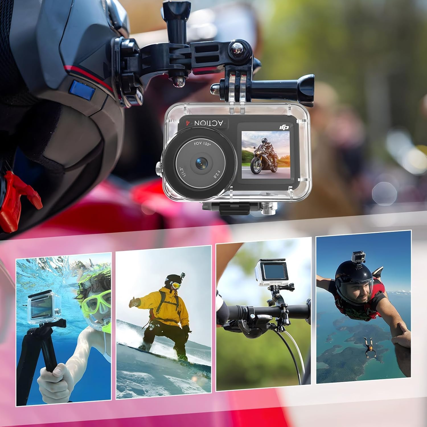 Waterproof Housing Case for DJI Osmo Action 5PRO, Underwater Housing Shell for DJI Action 4/ Action 3 Action, 60M/196FT Protective Underwater Dive Housing Case Shell with Bracket Accessories image number 5