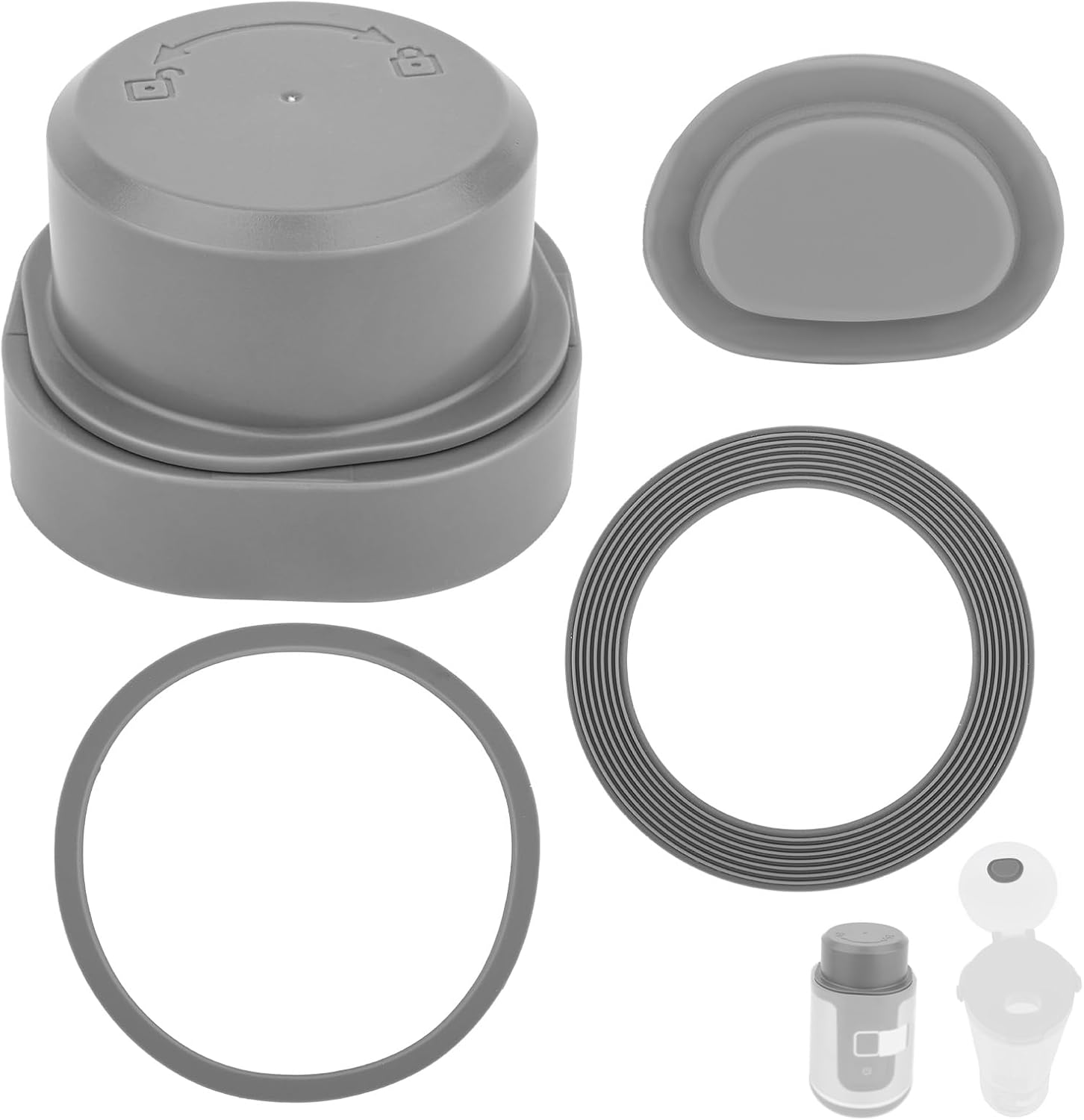 Blade Cover & Vessel Cap Set for Ninja Blast Portable Blender BC100/BC151 Series, Silicone and Plastic Blender Replacement Parts Accessories Leakproof & Dishwasher-Safe (Gray) image number 5