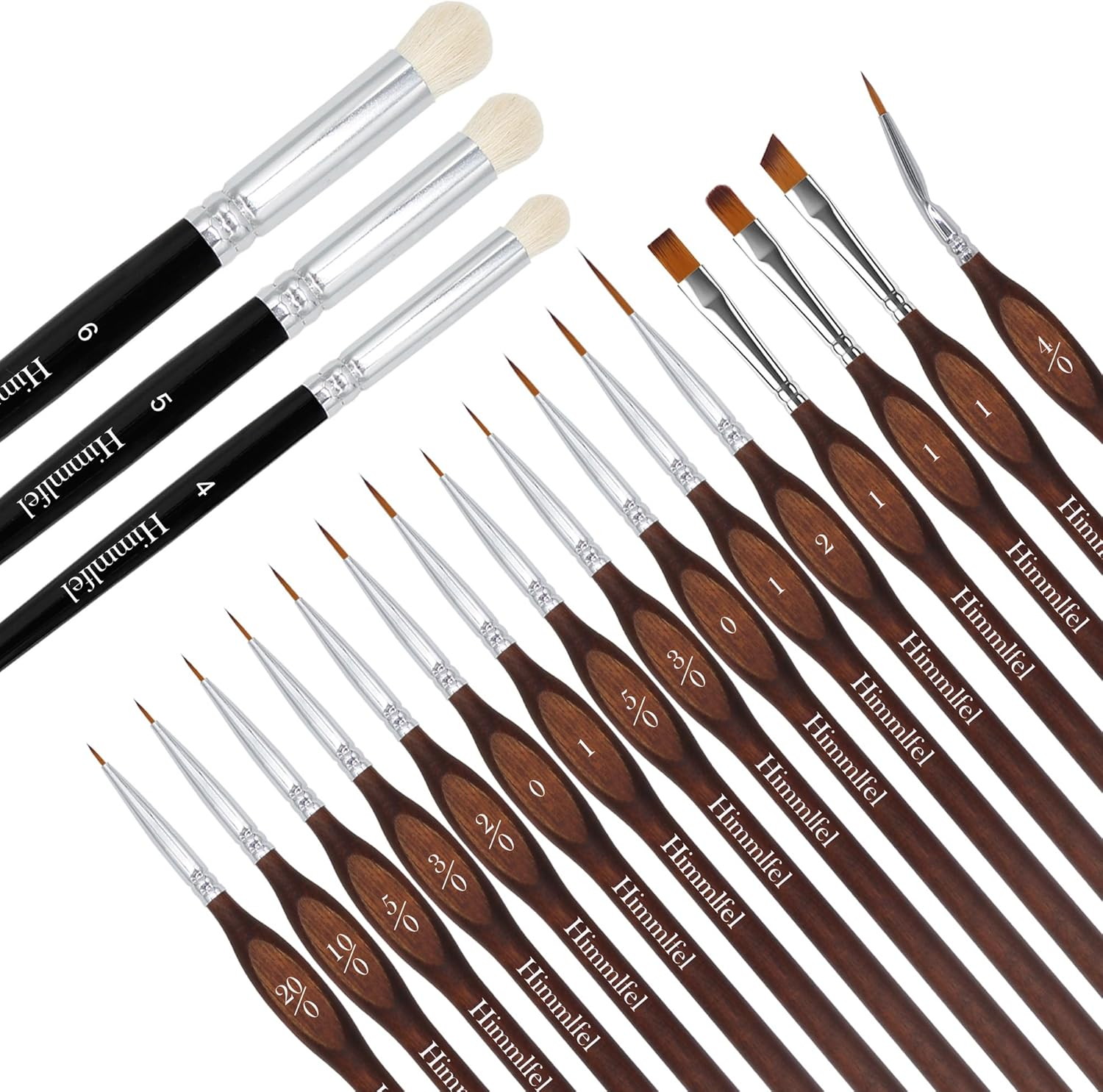 Himmlfel Drybrush Miniature Brush Set, 16 Fine Detail Brushes and 3 Dry Brushes, Model Making Brush for Acrylic Watercolour Miniatures, Model Brush Set for Model Making, Citadel, Warhammer, Game image number 2