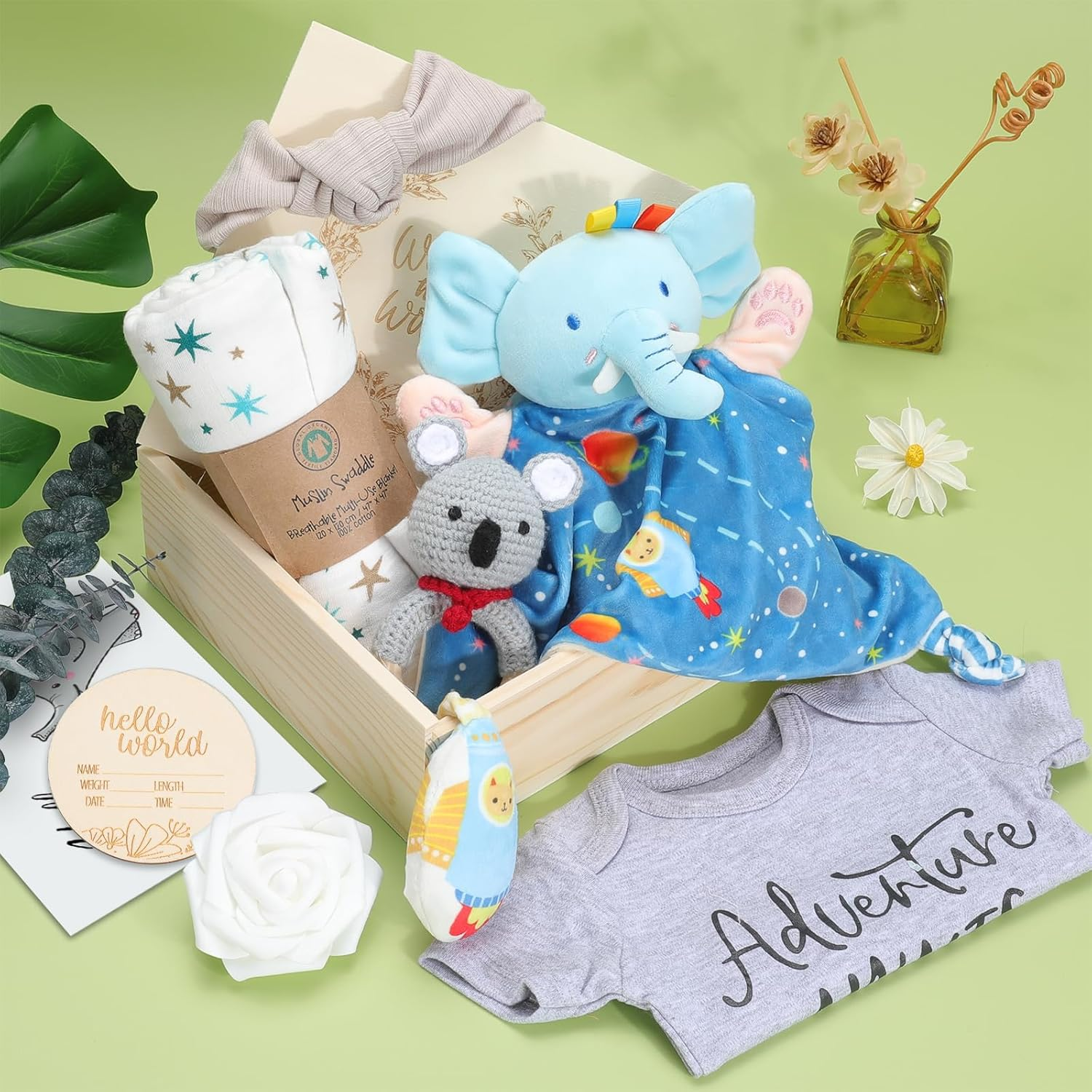 Omebel Baby Boy Gifts,Baby Shower Gifts for Boys,Newborn Baby Gifts,Baby Boy Gift Basket,Unique Baby Gift Essential Stuff,Gender Reveal Gifts, Swaddle Blanket Baby Boy Gifts - Pink image number 2