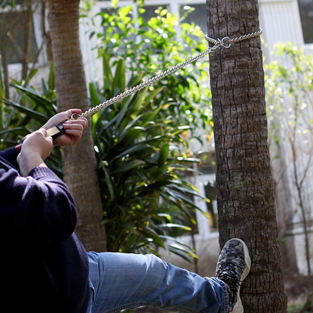 TSPRO Chew Proof Dog Leash Stainless Steel Dog Leash Metal Chain Training Dog Leash with Soft Handle for Medium Large Dog(4Mm,Yellow) image number 3