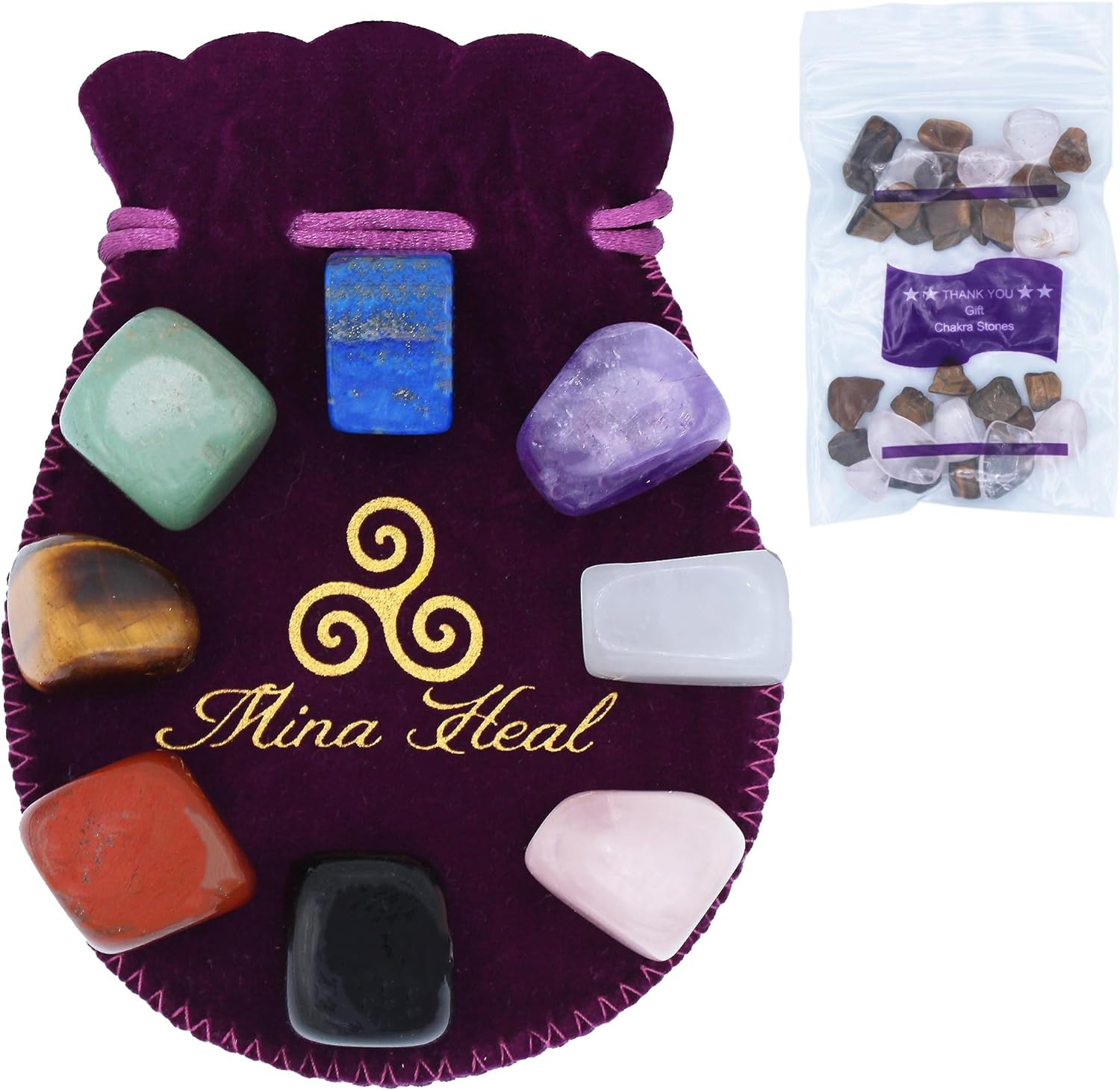 Chakra Stones 8 PCS Kit, Natural Shape, Healing Crystals, Well Tumbled & Polished, for Use in Grounding Balancing Soothing Meditation or as Worry Stones, Spa Rock & Massage, Set of 8 Chakra Crystals, image number 5