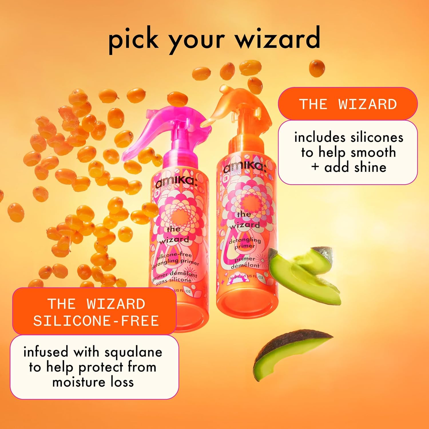 Amika the Wizard Detangling Primer &ndash; Multi-Tasking Hair Detangler & Heat Protectant for Soft, Manageable Hair &ndash; Anti-Frizz Hair Priming Spray with Avocado Oil + Sea Buckthorn &ndash; 150Ml image number 5