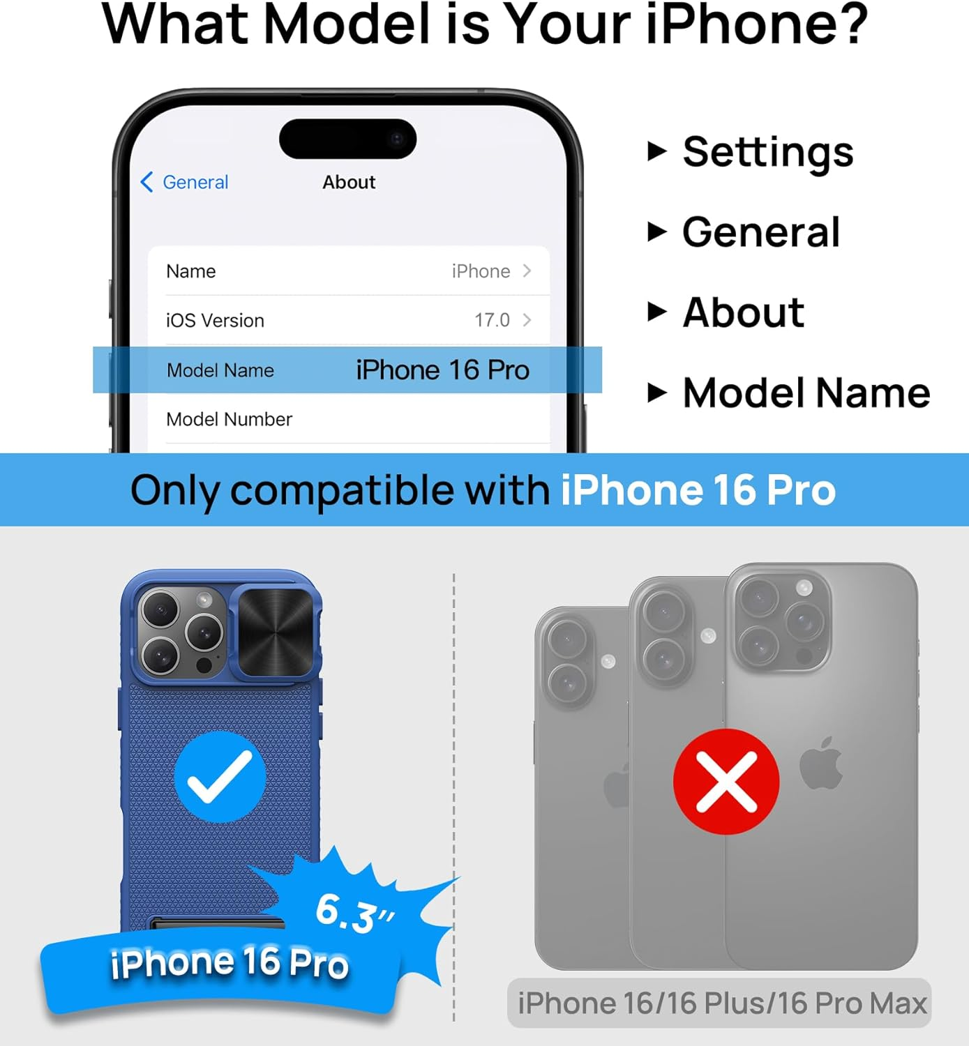 For Iphone 16 Pro Case with Stand, Slide Camera Cover, Compatible with Magsafe, Military-Grade Protection, Slim Rugged Shockproof Silicone Men Women Magnetic Phone Case for Iphone 16 Pro, Blue - Blue image number 4