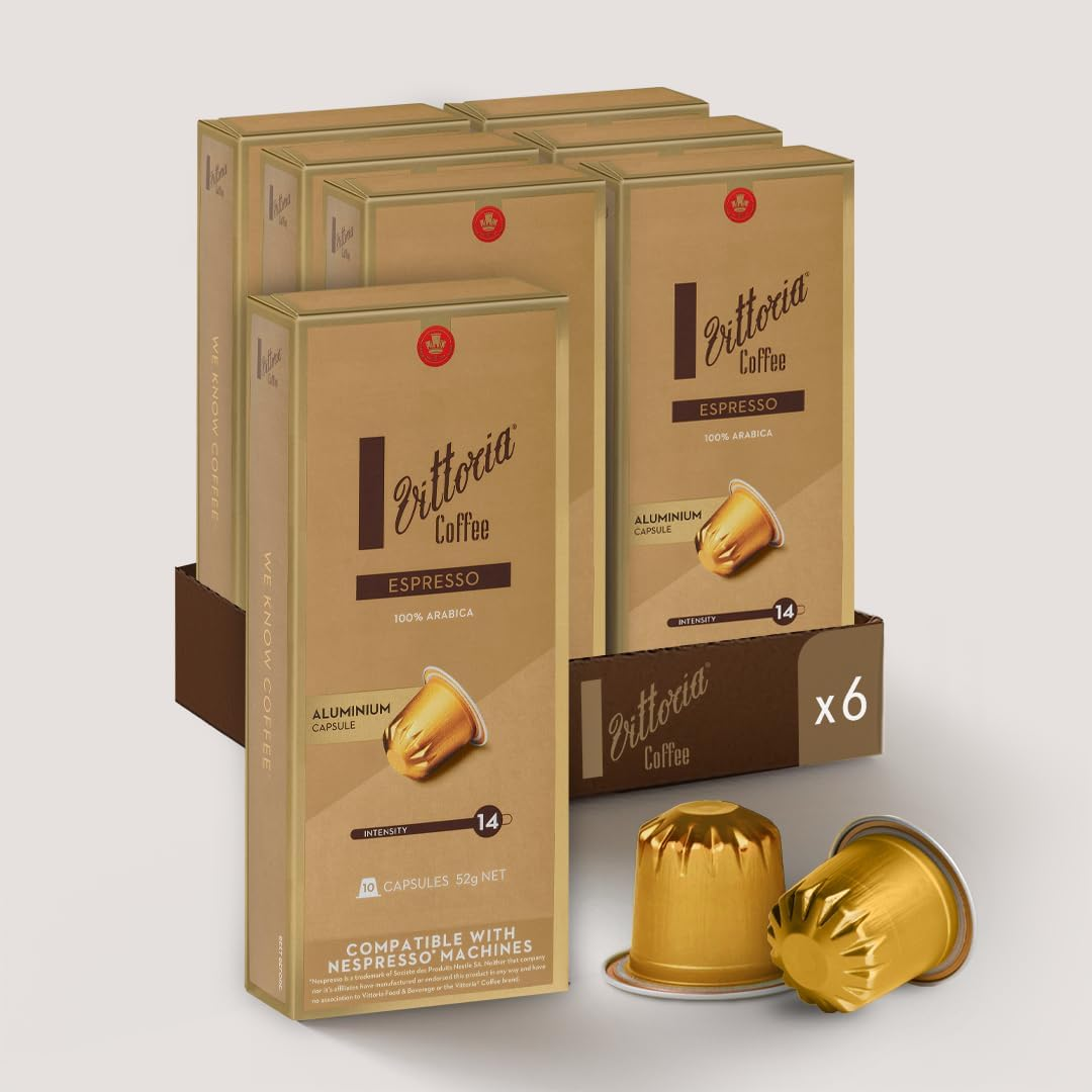 Vittoria Coffee Espresso 100% Arabica Nespresso Compatible Aluminium Capsules 52G (6 Packs X 10 Pods) image number 1