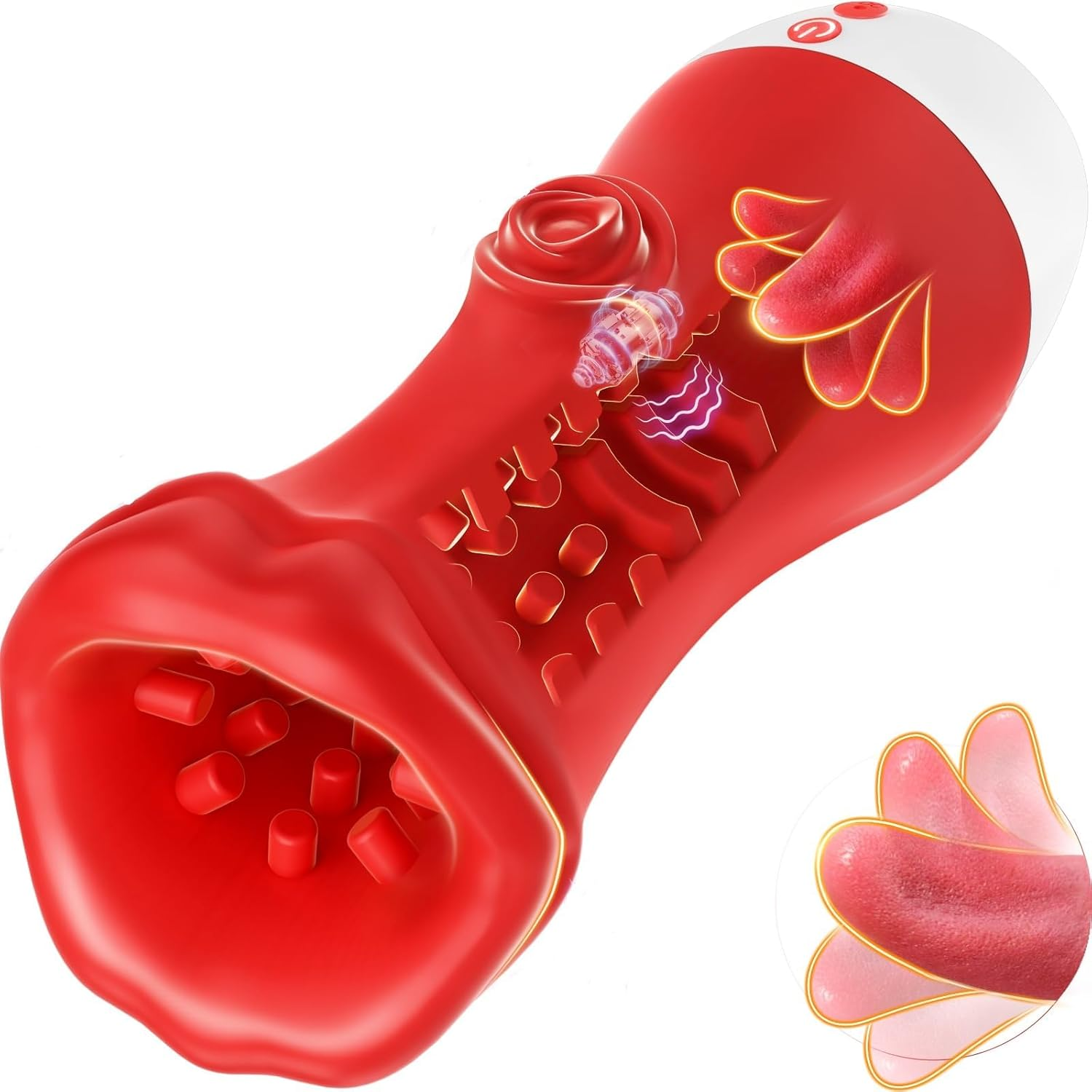 Masturbator Male Sex Toys for Men, 360&deg;Mouth-Wrapped Blowjob Soft Granular Massage Mastuabors 9 Mode Tongue Licking Vibrating for Enhanced Training Adult Toys, Men Vibrator Penis Stroker Fleshliglt image number 3