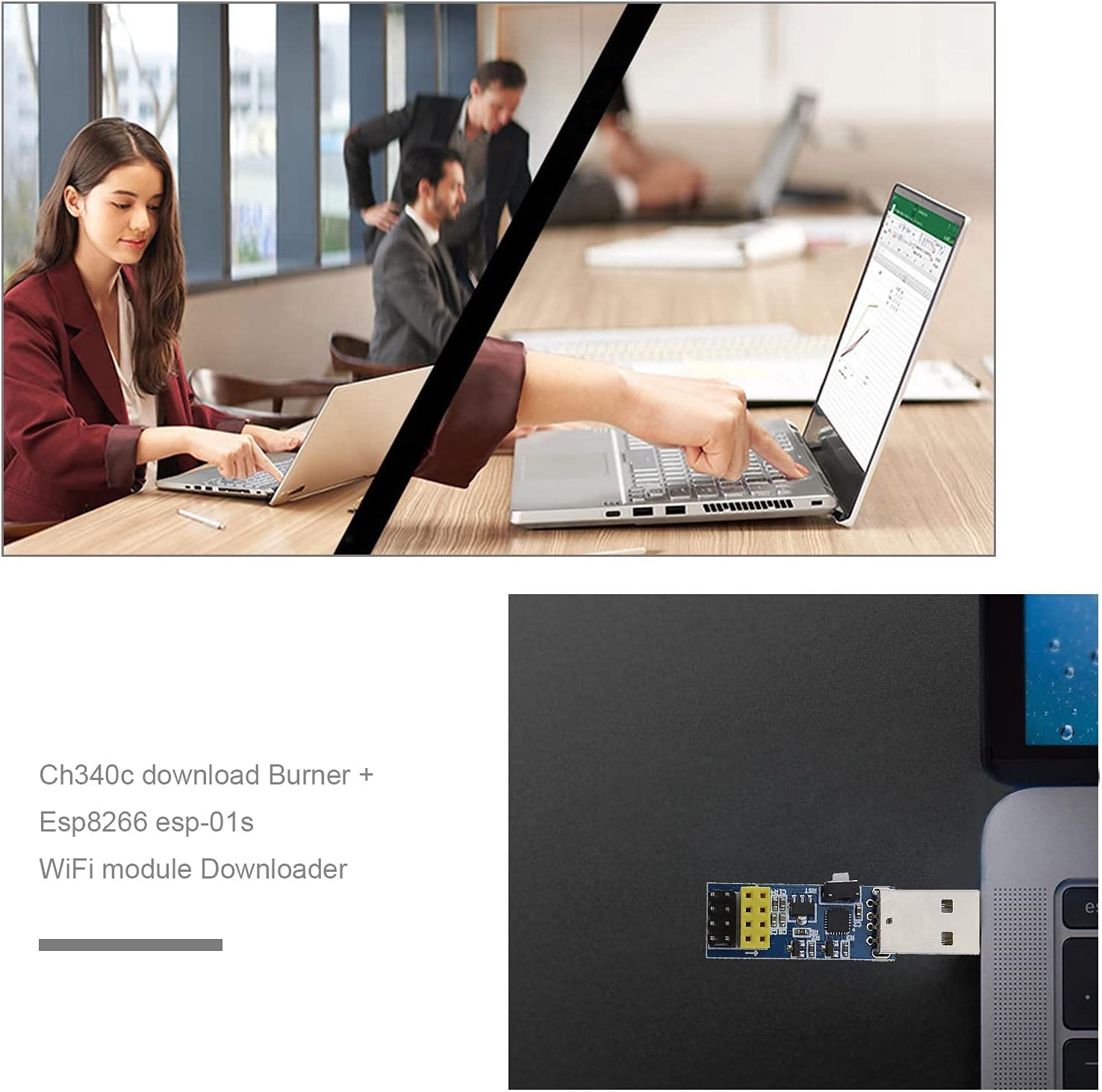 VGOL ESP8266 ESP-01 ESP01S Serial Wireless Transceiver Wifi Module Board & USB CH340C Chip Converter Adapter Kit X2 image number 6