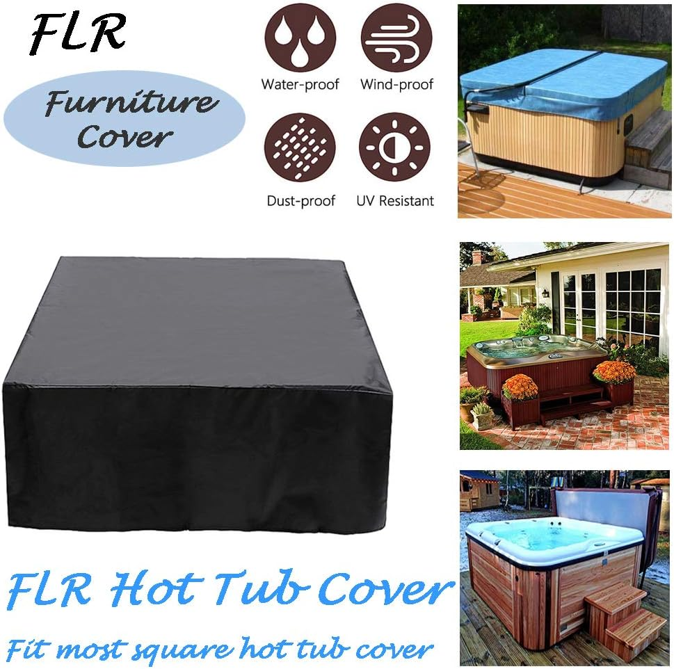 FLR 79&rdquo;L X 79&rdquo;D X 33&rdquo;H Hot Tub Cover Outdoor SPA Covers Swimming Pool Waterproof Dust Proof Cover (Black, 91X91X35 Inch) image number 2