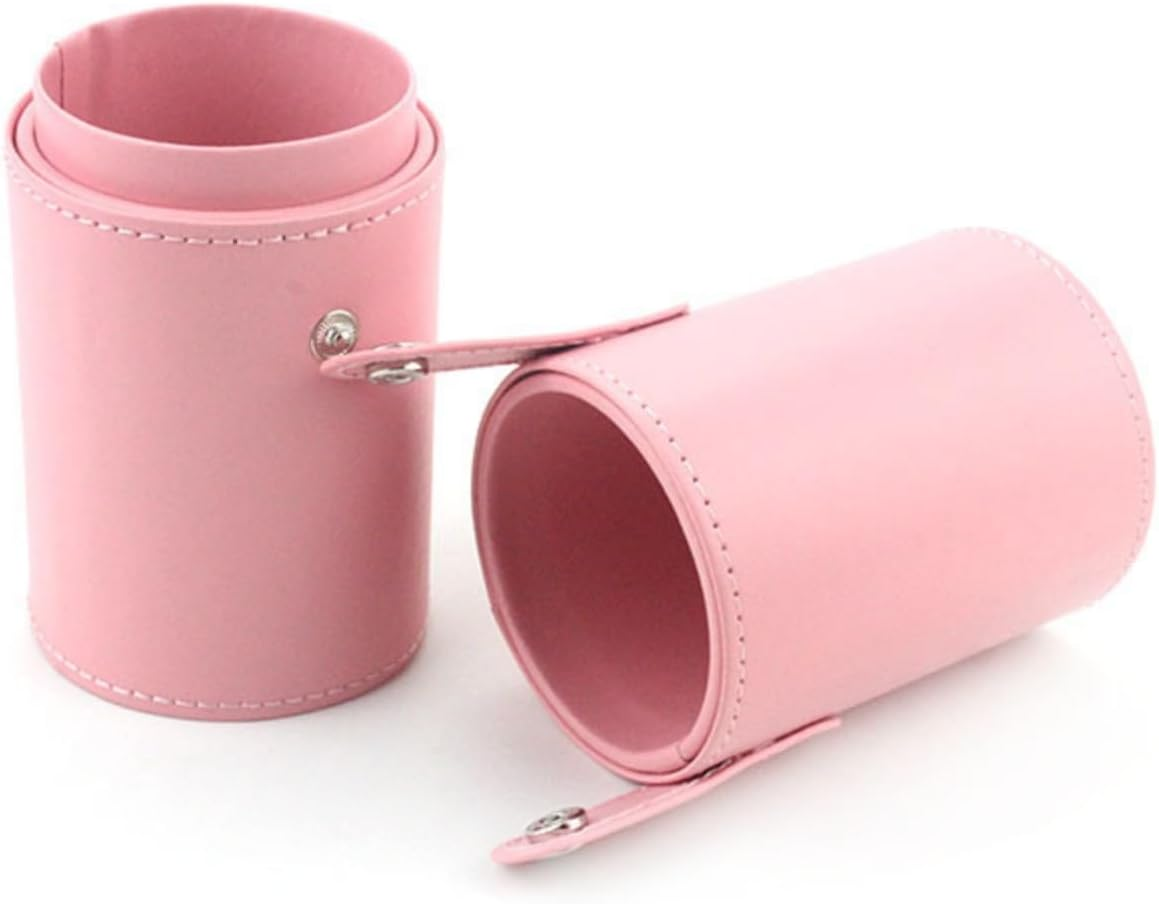 TRADERPLUS Makeup Brush Holder, PU Leather Travel Case, 18 X 7 Cm, Pink image number 1