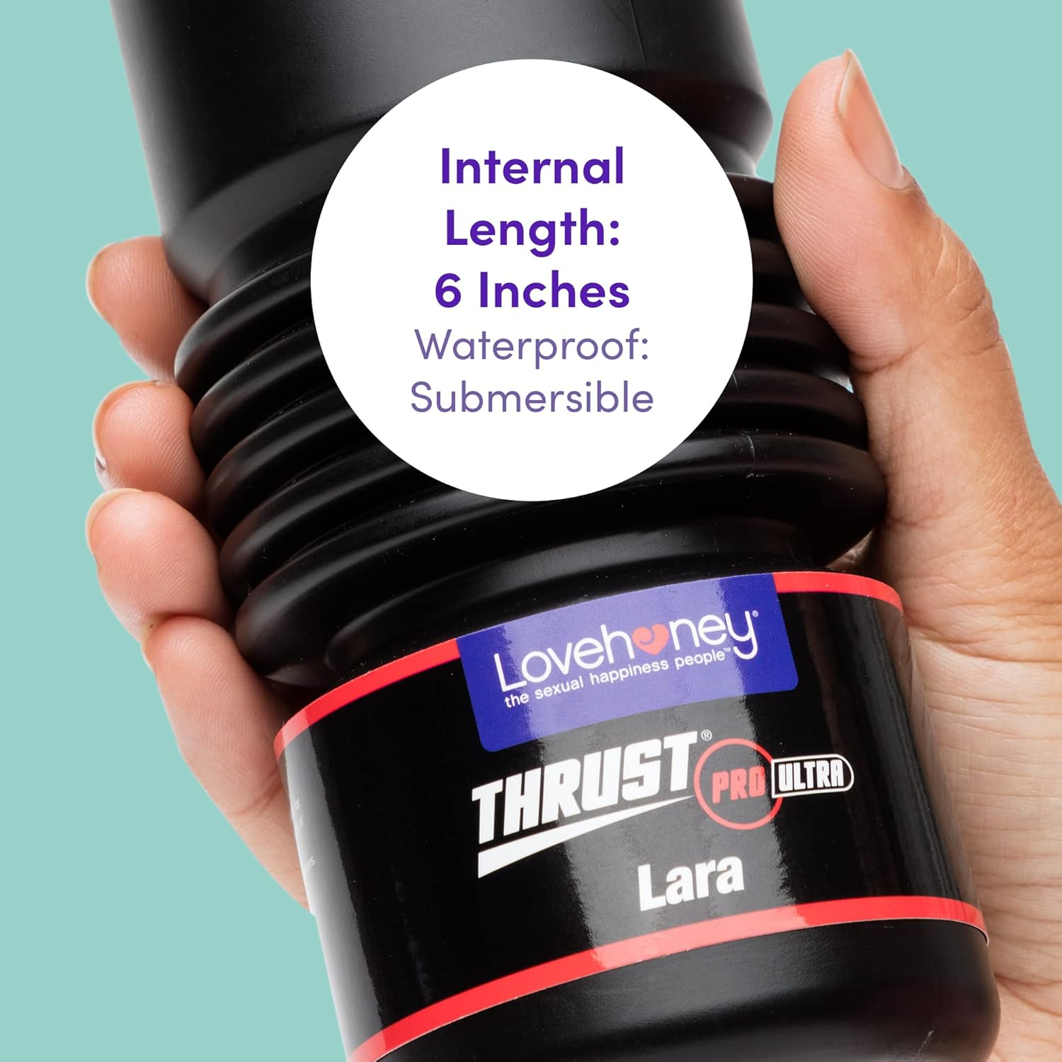 Lovehoney Thrust Pro Ultra Lara Male Masturbator Cup - 6 Inch Self Lubricating Realistic Vagina with Textured Canal - Vibrator Compatible Male Sex Toy - Waterproof - Flesh Pink image number 3