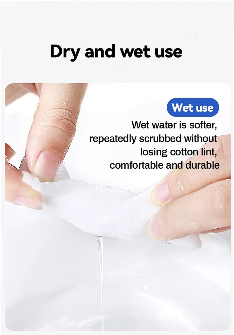 KEPTFIT Soft and Dry Wipe, 100% Cotton, Disposable Face Towel, Lint Free, Wet Use for Sensitive Skin, Facial Cleansing, Makeup Removal, Surface Cleaning (300 Count (Pack of 3)) 2 Pcs - 200 Count (Pack Of 2) image number 6