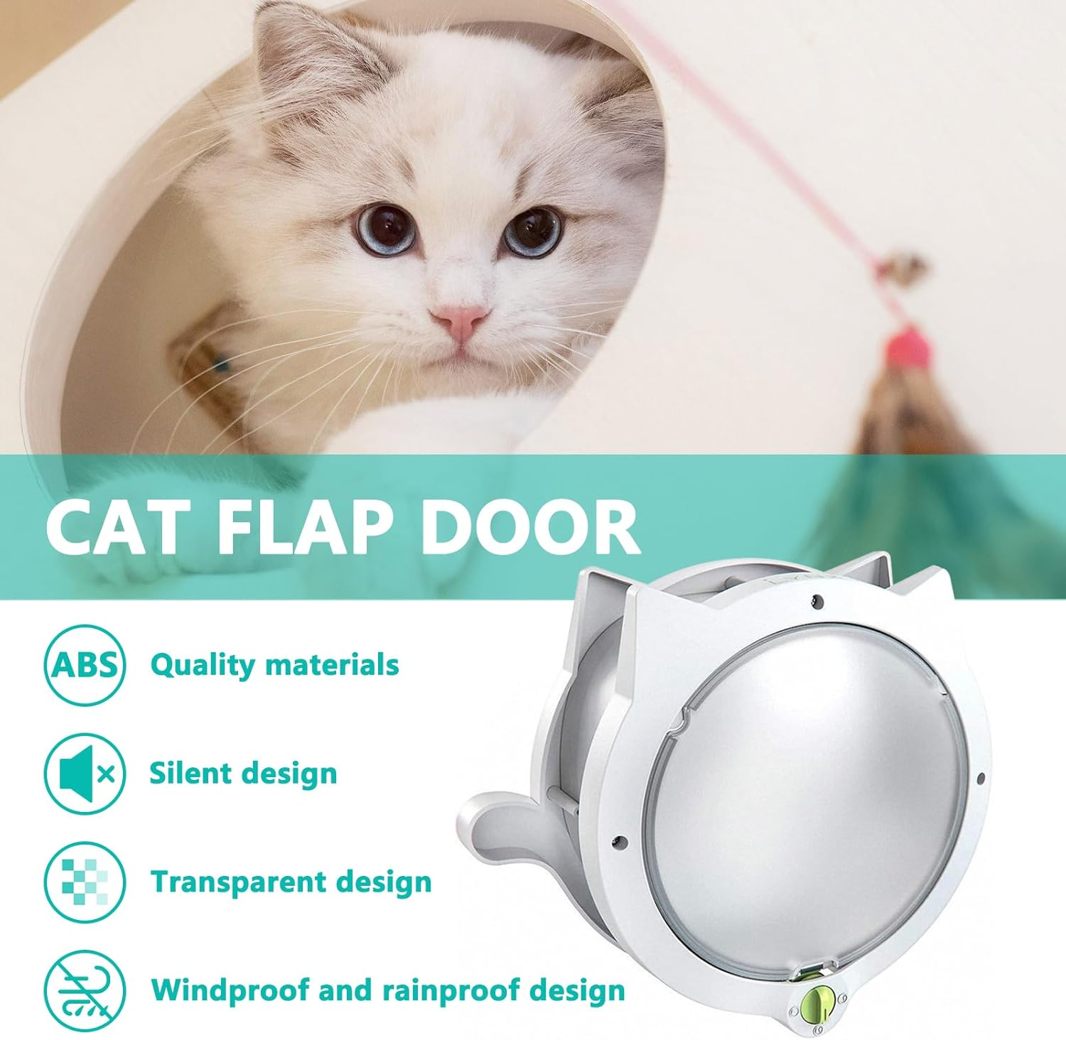YANZEO Cat Door Interior Doors with Flap 4-Way Locking Cat Flap Interior Exterior Doors for Cat Kitten image number 5