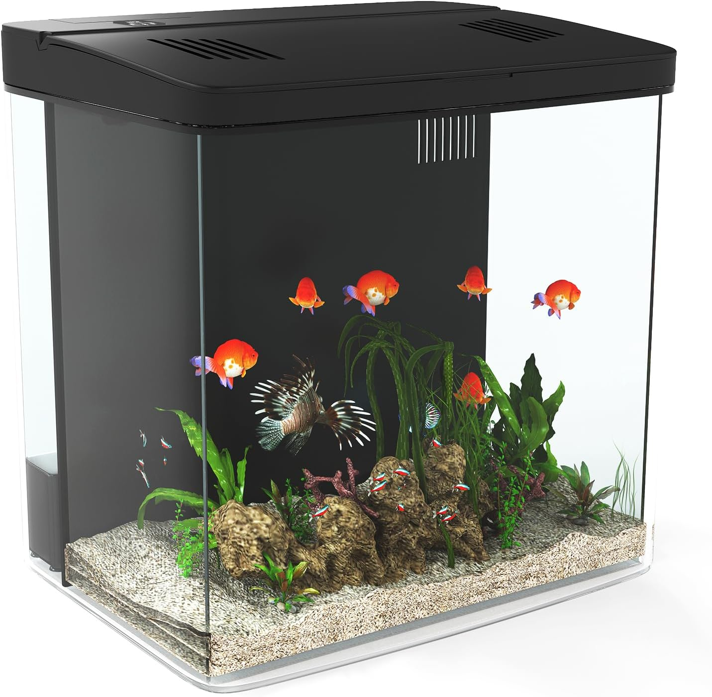 Gugxiom 5L Betta Fish Tank, 1.5 Gallon Mini Small Aquarium with Auto-Cyclic Filtration and LED Lighting, Fish Bowl for Home and Office Desktops (White)