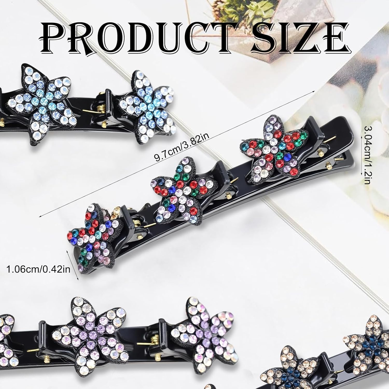 HSUYUN Pack of 4 Sparkling Double Layer Hair Clips, Women'S Stylish Hair Clips, Flower Hair Clips, Double Layer Structure Hair Clip, Suitable for Daily Classes, Work and Dance Performances image number 4