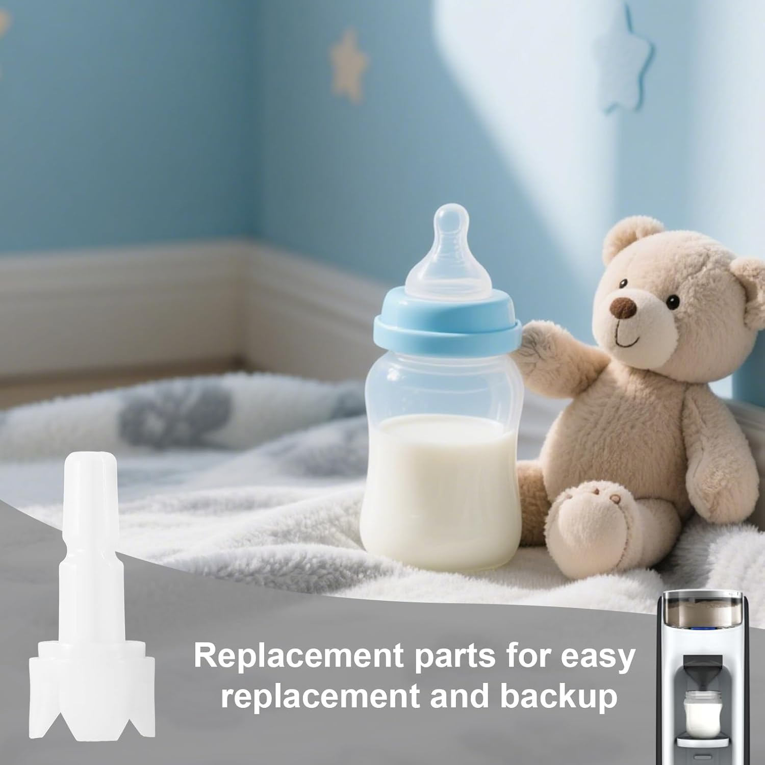 4Pcs Replacement Parts Compatible with Baby Brezza FRP0046 Formula Pro Advanced, Axle Stem & Silicone Scraper Accessories for Formula Maker image number 1