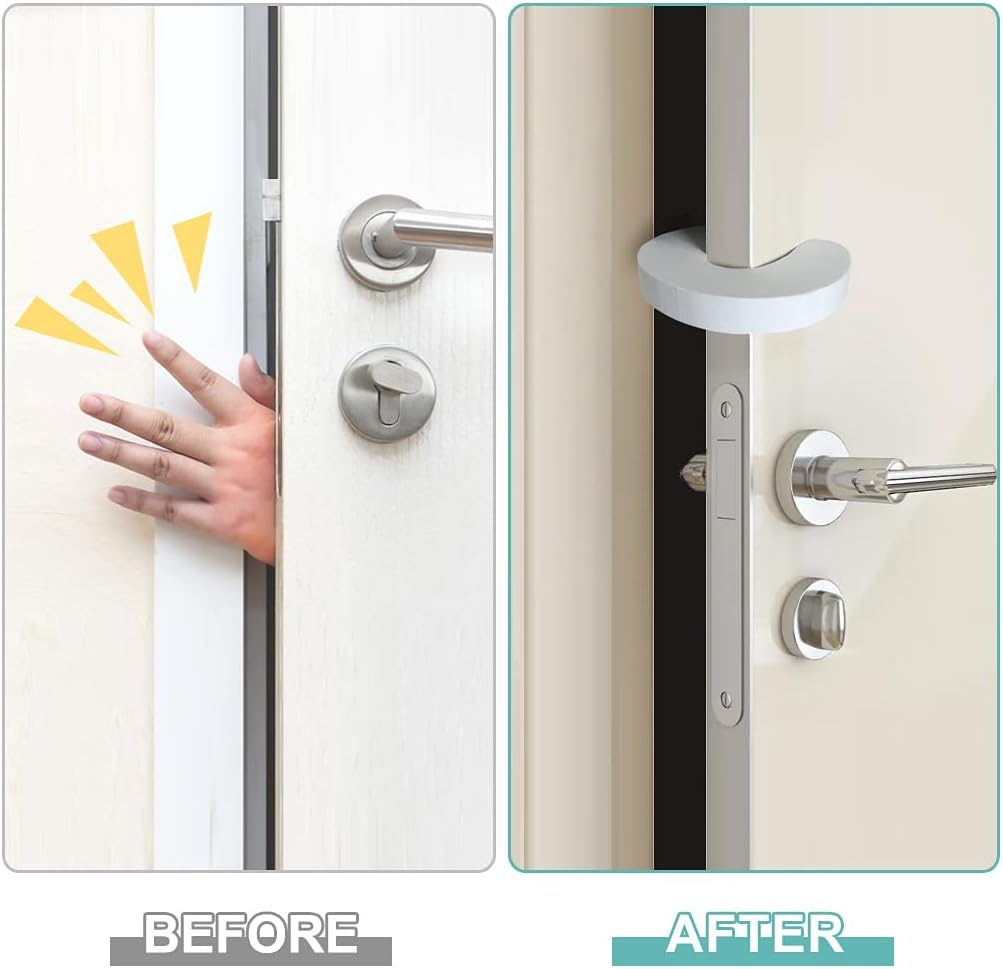 Door Finger Guards, 6 Pcs Baby Proof Door Slam Stoppers, White Foam Door Safety for Children for Preventing Finger Pinch Injuries, Safety Door Protector for Baby Child Pet Finger Protection image number 4