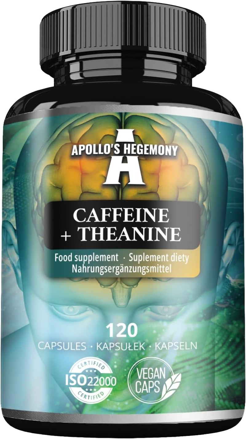 Caffeine + Theanine 300Mg per Capsule, Caffeine Anhydrous and Green Tea Extract 98%, 120 Vegan Capsules, 4 Months Supply, Supplement for Enhanced Focus and Energy - by Apollo'S Hegemony image number 2