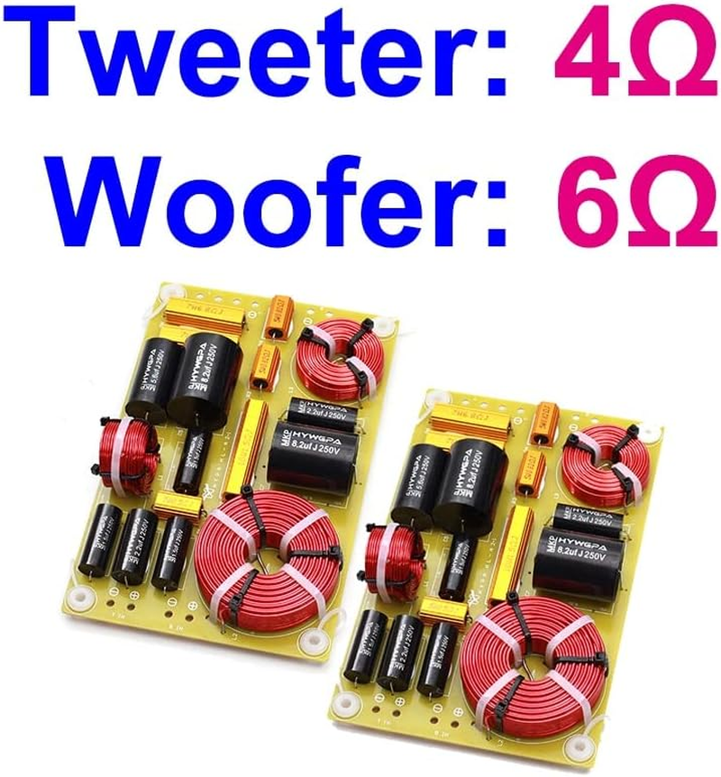 HOOCI 2PCS 200W 2-Way Audio Hifi Filter Circuit Board Stereo Speaker Crossover Filters Frequency Dividers 3200Hz 4/6/8 Ohm (Color : T4 W6) image number 5