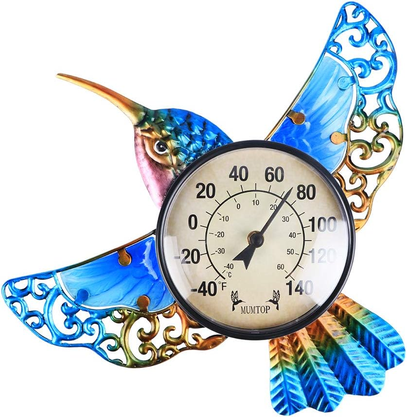 MUMTOP Indoor Outdoor Thermometer Hummingbird Waterproof Wall-Mounted Thermometer Exquisite Decoration Does Not Require Any Battery