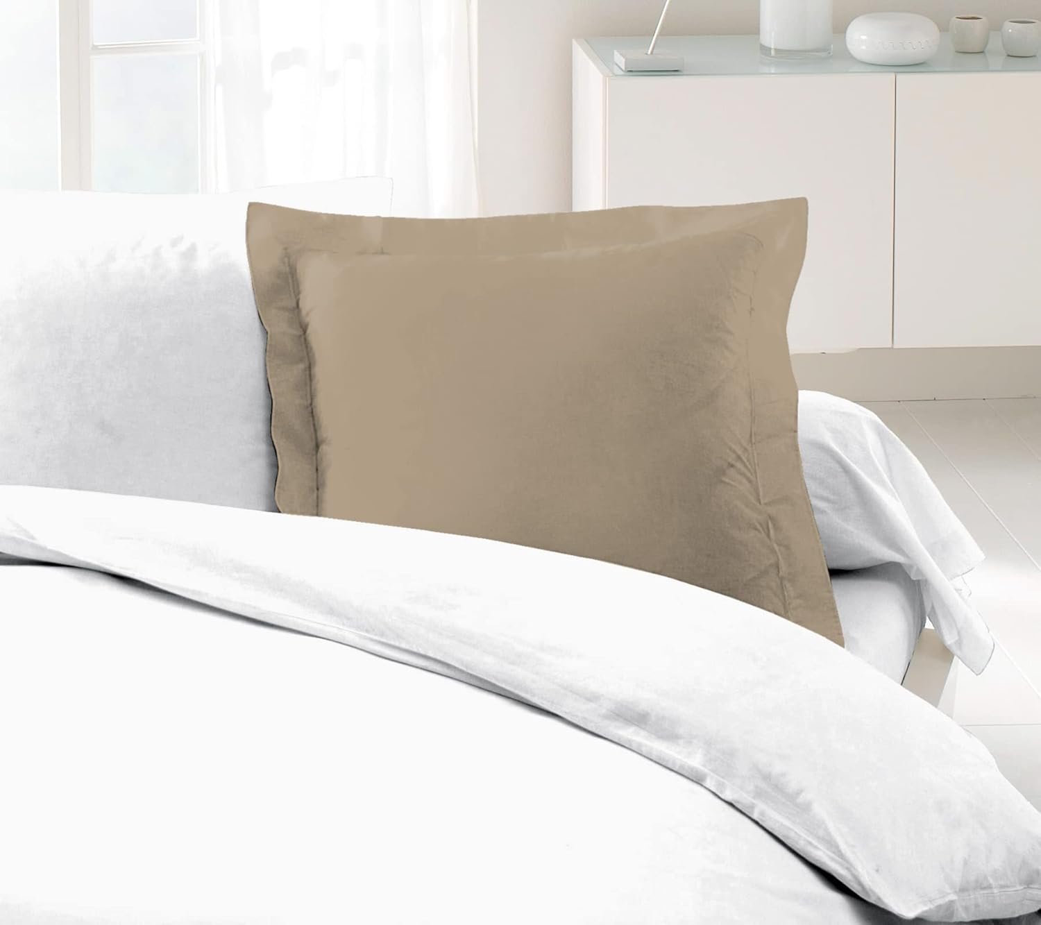 50 X 70 Home Passion Bed Linen 2 Pillowcases Oxford Finish (Raised Seam with Raised Seam Piqu&eacute;), 57 Threads/Beige Home Bed Linen Passion 2 Pillowcases Oxford Finish (Raised Seam Quilted) 57 Threads image number 3