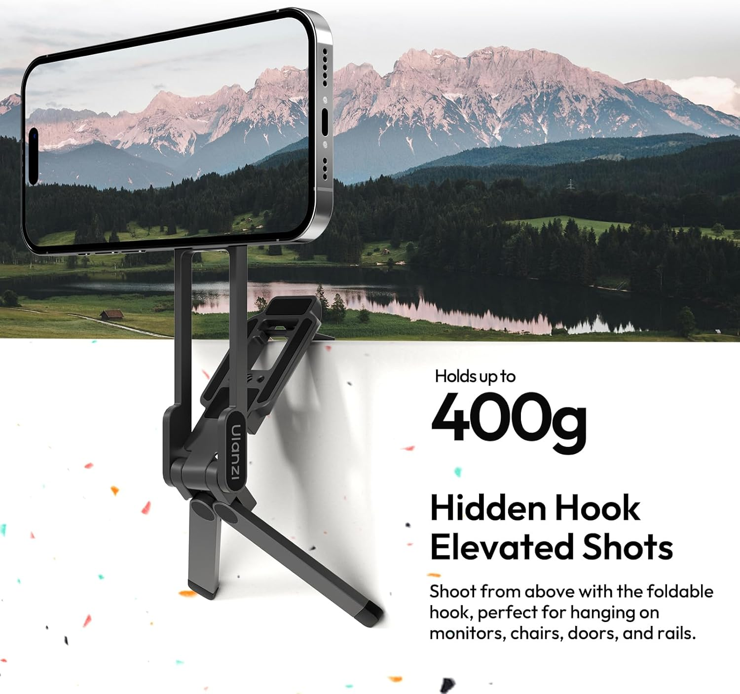 ULANZI MA38 Magnetic Cell Phone Tripod Aluminum, Carabiner-Shaped Phone Holder, Foldable Mini Tripod, Magnetic Quick Mount, Mini Selfie Stick Compatible with Iphone 17 16, 15, 14, 13, 12, Magsafe image number 6