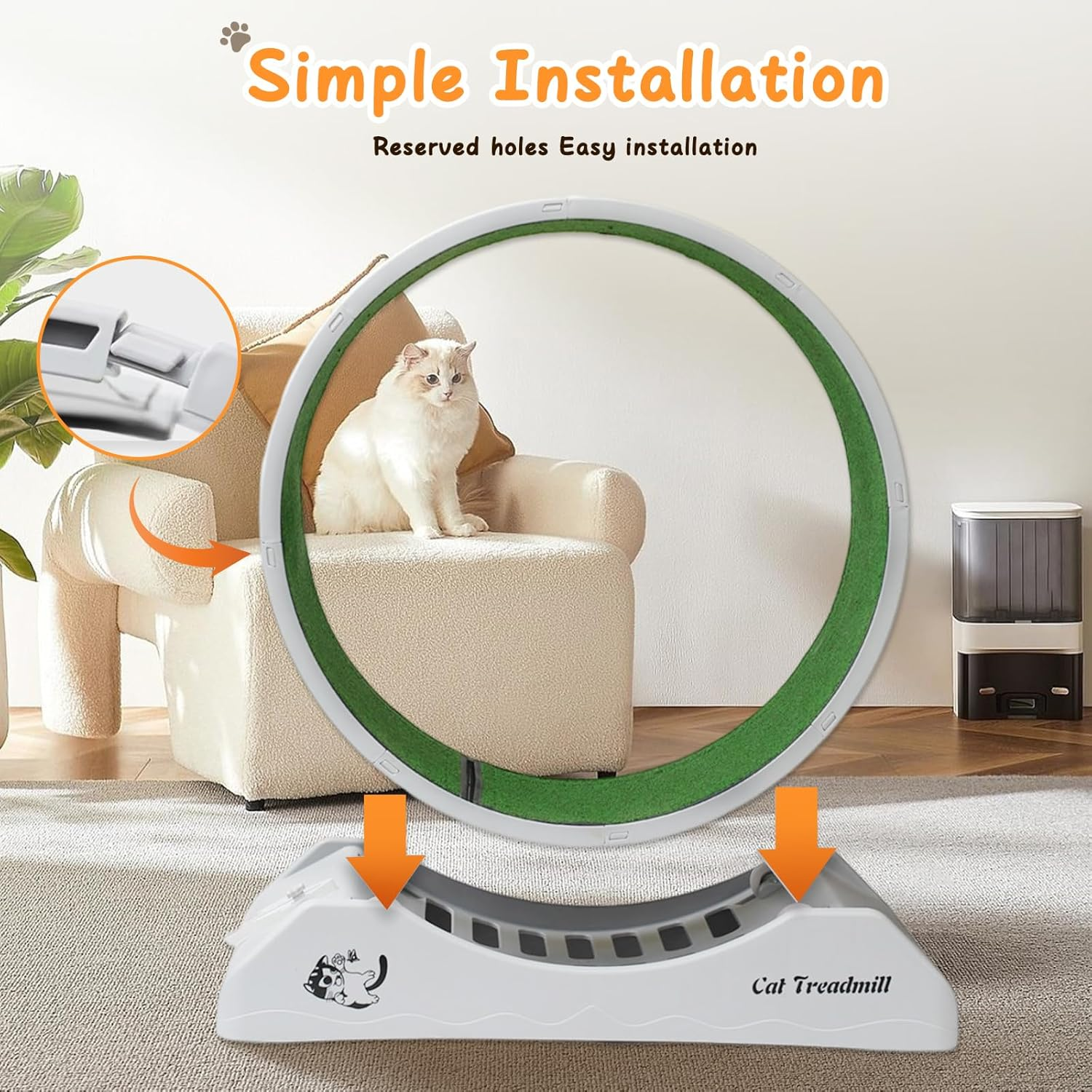 Cat Toy Exercise Wheel, Cat Wheel Running, Feline Spinning Walking Training Circle with Detachable Carpet Plastic - Durable, Quiet & Fun for Indoor Cats - (80CM) image number 4