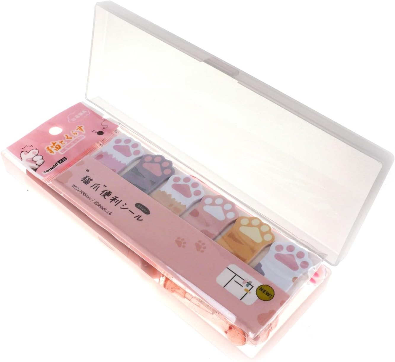 VANANA 9 Pcs Cute Cat Paw Stationery Set Pencil Sharpener Retractable Eraser Correction Tape Sticky Notes Ruler Mini Scissors Utility Cutter School Office Supplies(Pink)