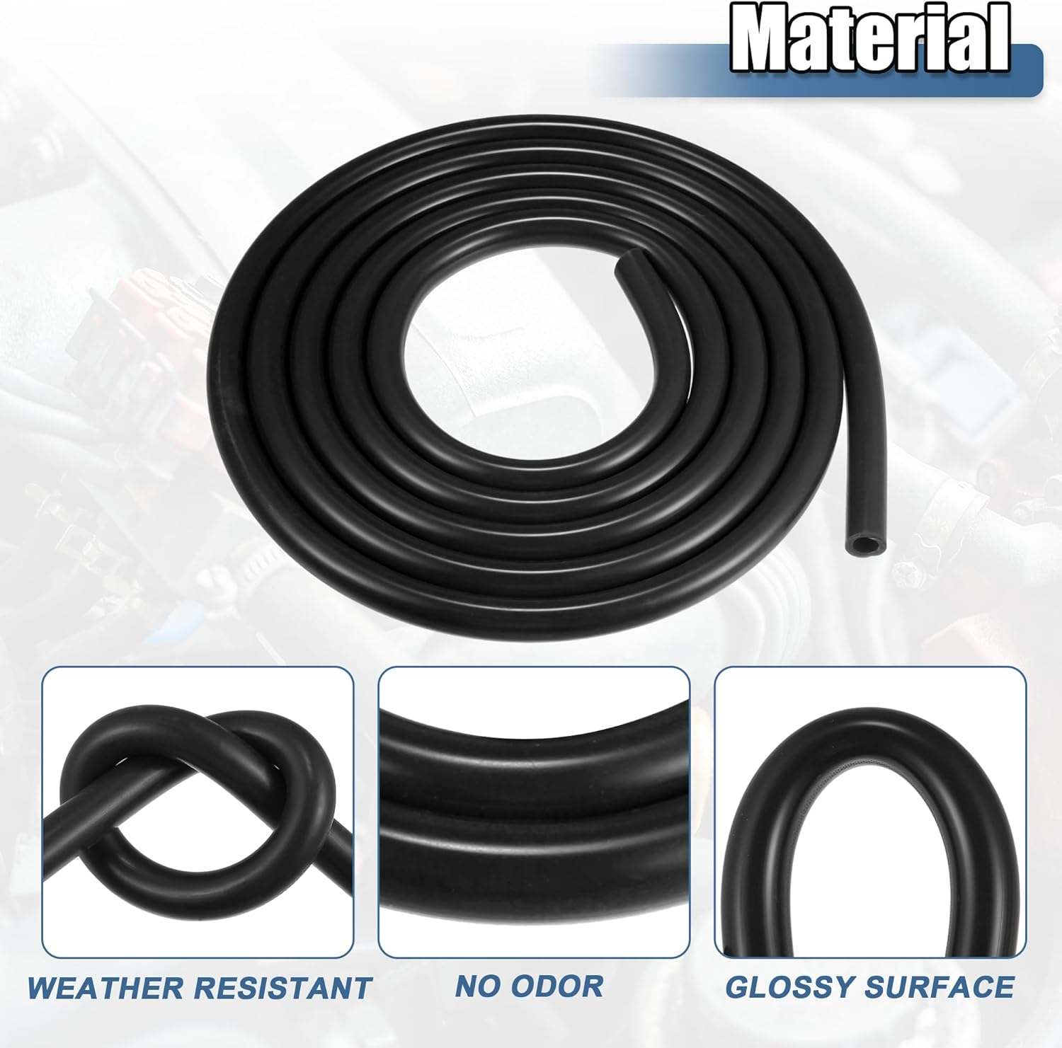 X AUTOHAUX 1 Set Silicone Vacuum Tubing Hose 300Cm 9Mm ID Engine Automotive Vacuum Silicone Hose Line Black image number 2