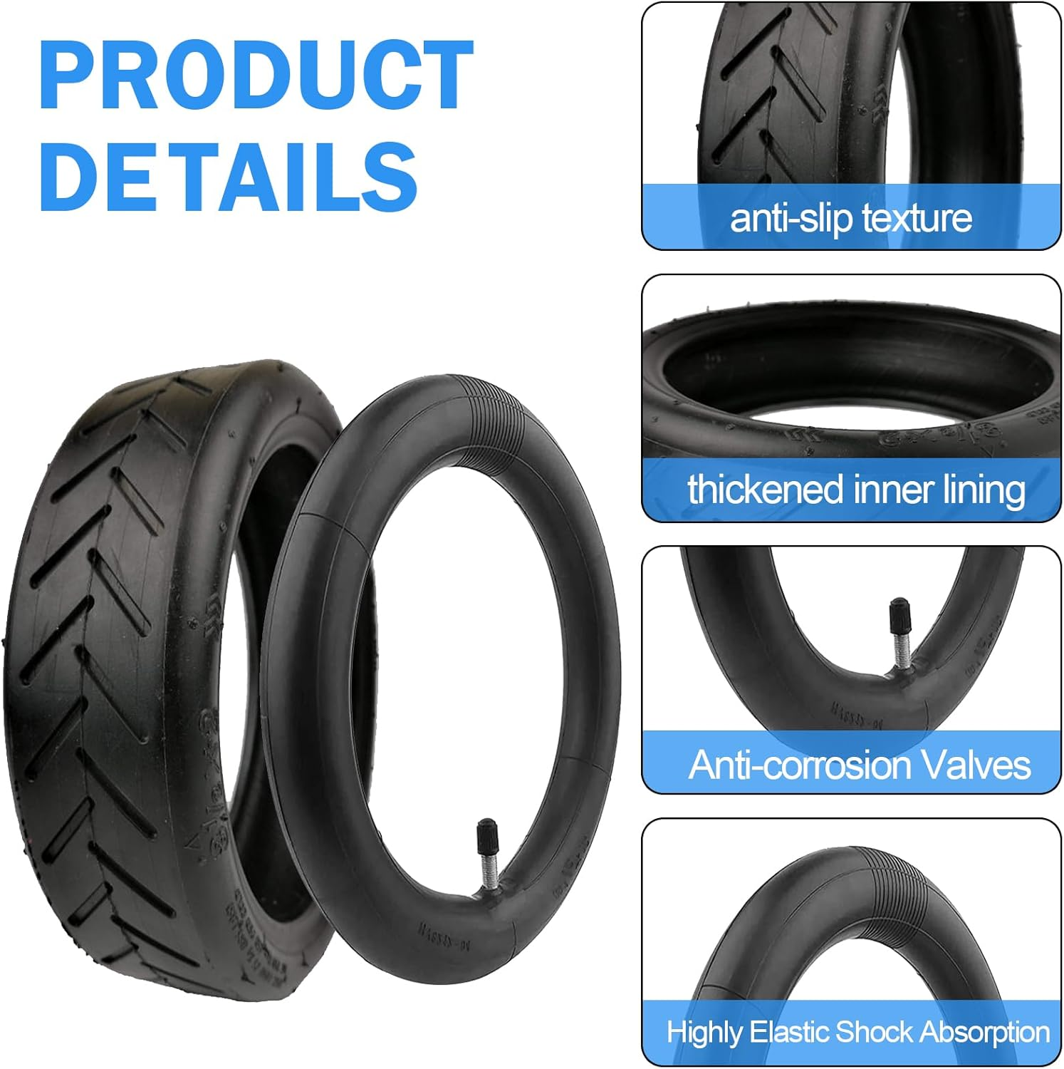 TINA.WIN M365 Tyres, 8.5 Inch Replacement Wheels Solid for Xiaomi Pro 2/M365 Pro/1S/3/3 Lite/Essential and All 8.5 Inch Electric Scooters, Explosion-Protected, Non-Slip, Puncture-Proof