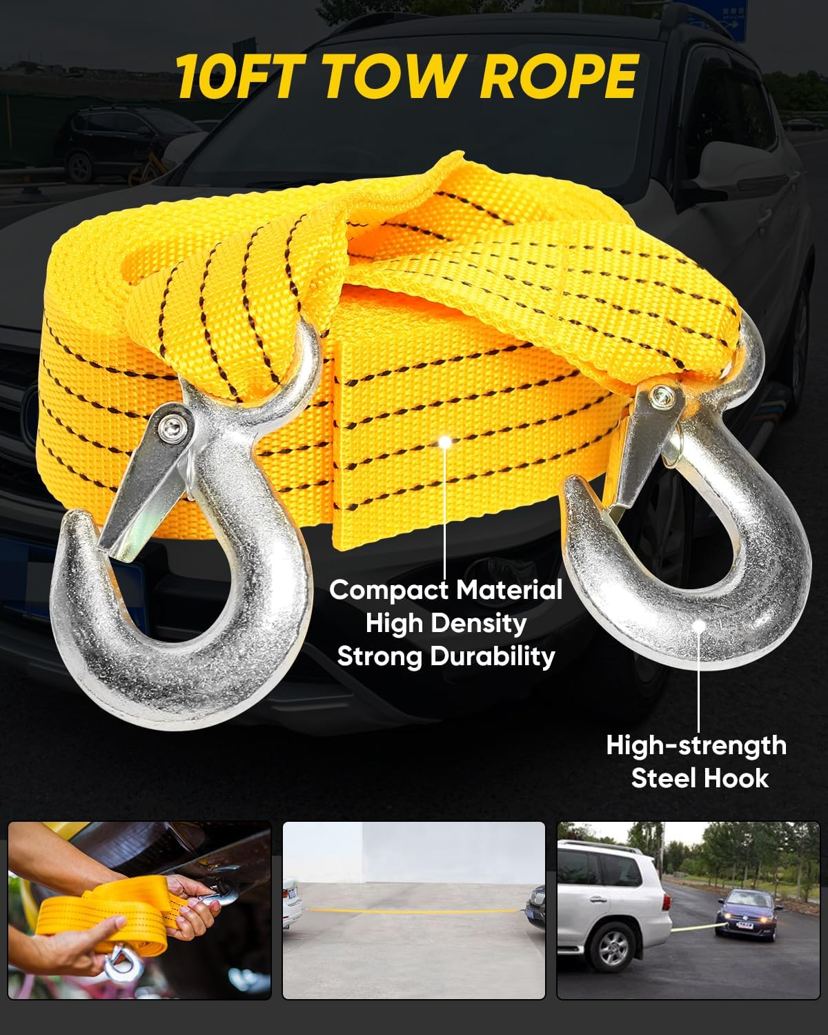 Car Emergency Kit, Roadside Emergency Car Kit with Warning Light Reflective Triangle, Jumper Cable, Tow Strap, Flashlight, First Aid Kit, Tire Pressure Gauge, Safety Hammer Car Tool Kit image number 1