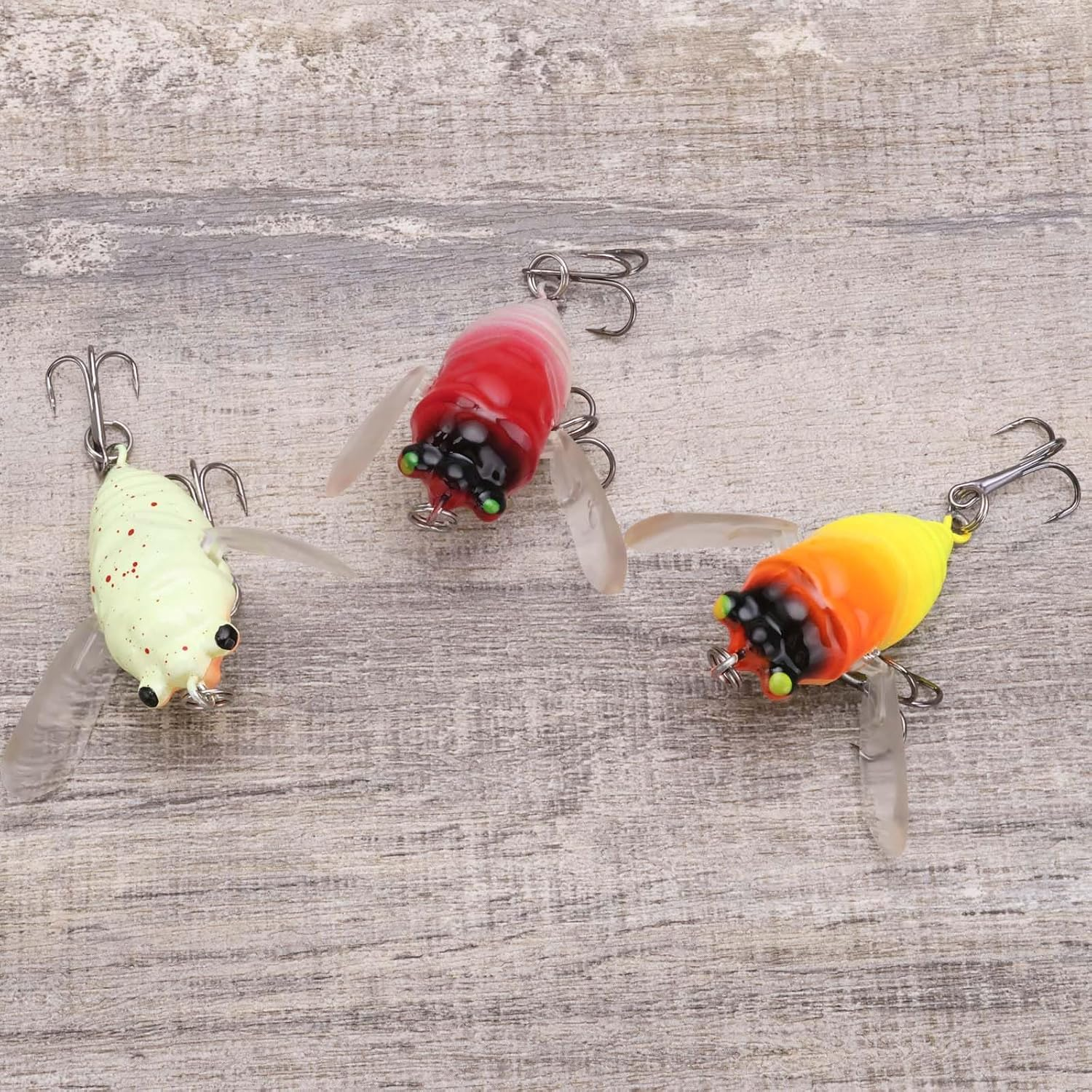 5Pcs Fishing Lure Hook Cicada Shape Fishing Bait 6G/5Cm Freshwater Crank Baits Artificial Cicada Lures for Topwater Fishing image number 5