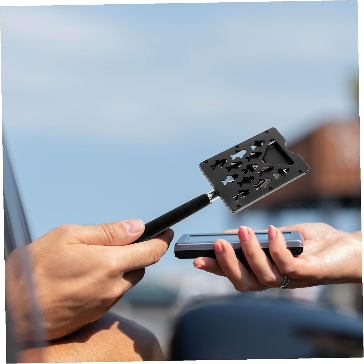 GANAZONO Telescopic Parking Card Holder Rod for Garage Vehicle Parking Toll Swiping Stick with Automatic Extension Secure Plastic Construction Reliable Contactless Payment Aid image number 2