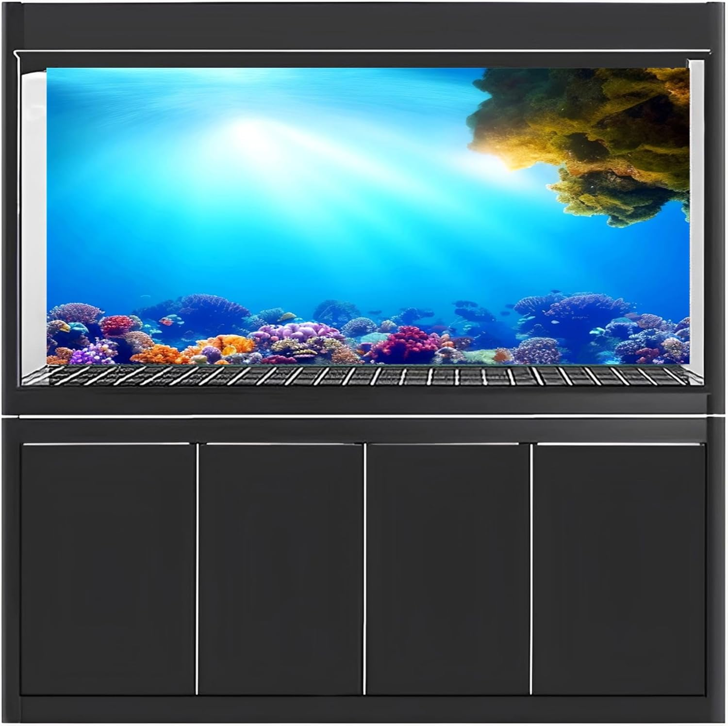 MIRRORANG 61 X 30 Cm Underwater Aquarium Background Sunshine Blue Sea Coral Reef Underwater World Aquarium Poster Background image number 3