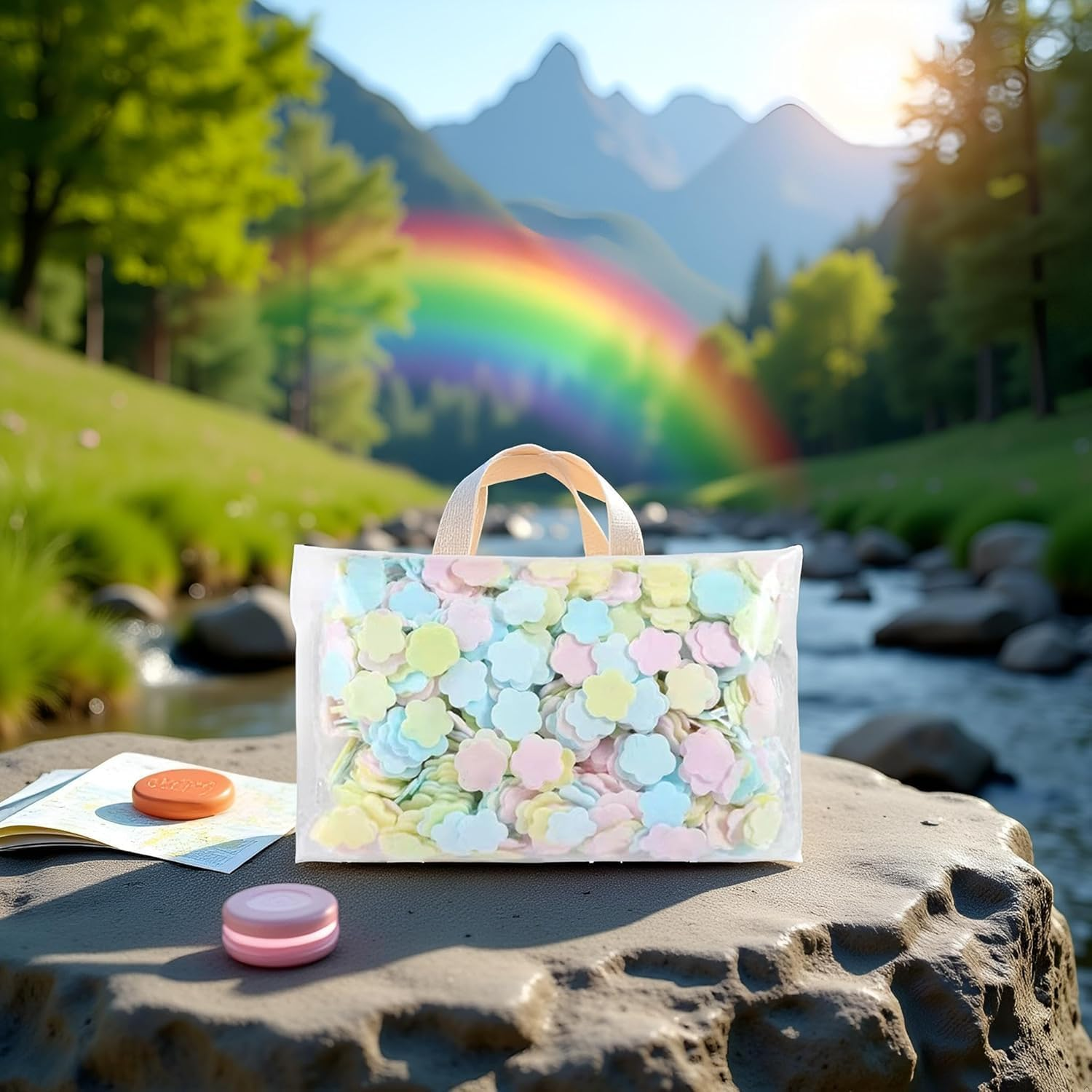 Calsgkspray 1000 Sheets Colorful Portable Disposable Paper Soap Portable Travel Hiking Washing Hand Bath Toiletry Paper Sheets Confetti Women Kids Soaps,Soap Sheet,Papers Sheet for Travel,Cleansers image number 2