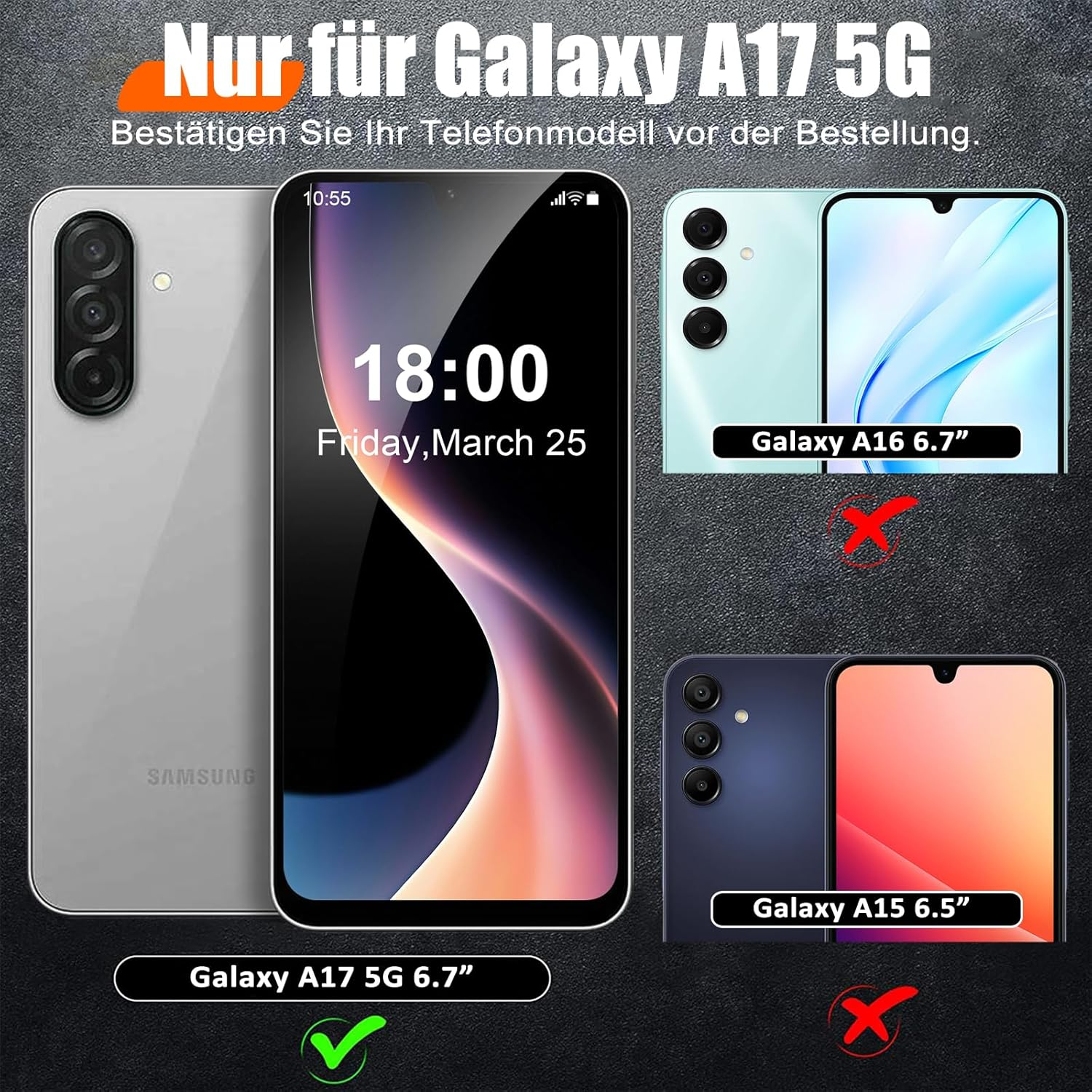 Giyer Armoured Case for Samsung Galaxy A17 Case with Screen Protector, Mobile Phone Case A17 4G/5G Case with Camera Protection, 360&deg; Metal Ring Stand, Shockproof Protective Case for Samsung A17 5G - Blue image number 6