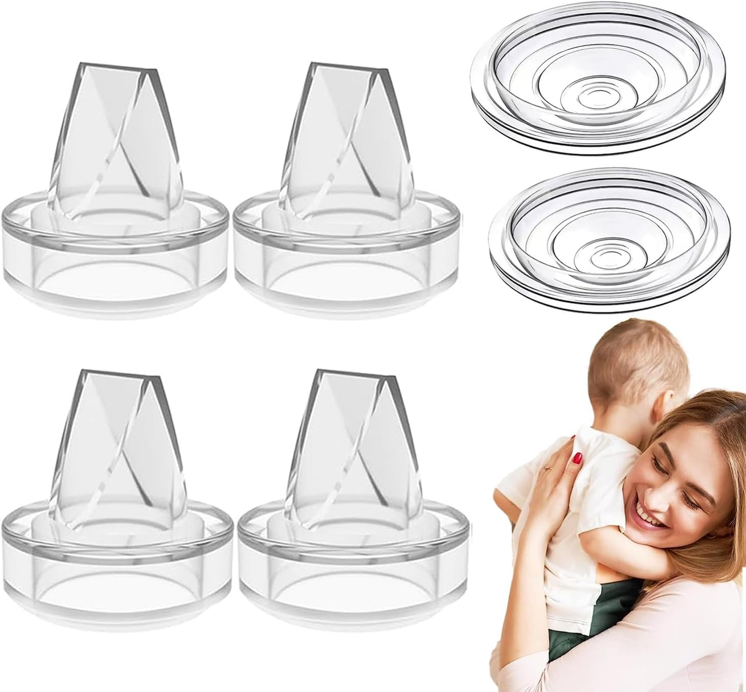 4 Pack Silicone Duckbill Valve and 2Pack Silicone Diaphragm, Compatible with Momcozy/Tsrete/Hauture/Padram/Loveoflive/Omfmf / S9 Pro/S10/S12 Parts Replace Wearable Breast Pump Parts Replace image number 3